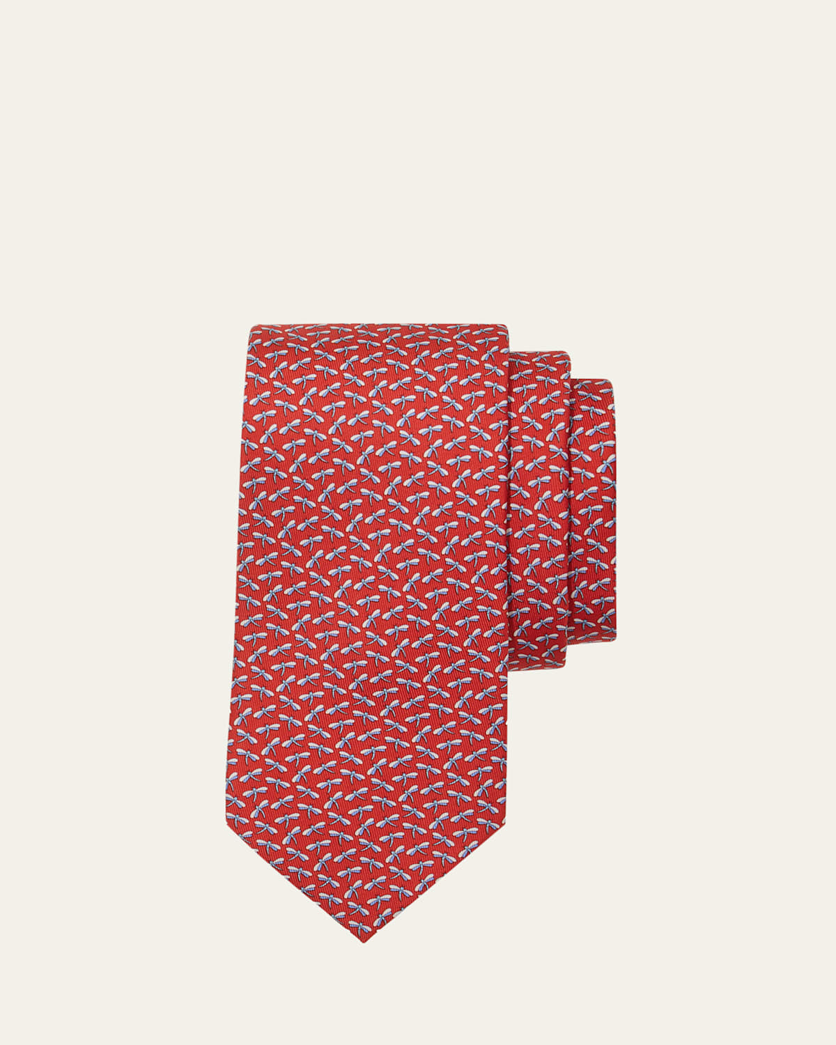Ferragamo Men's Dragonfly-print Silk Tie In Frosso