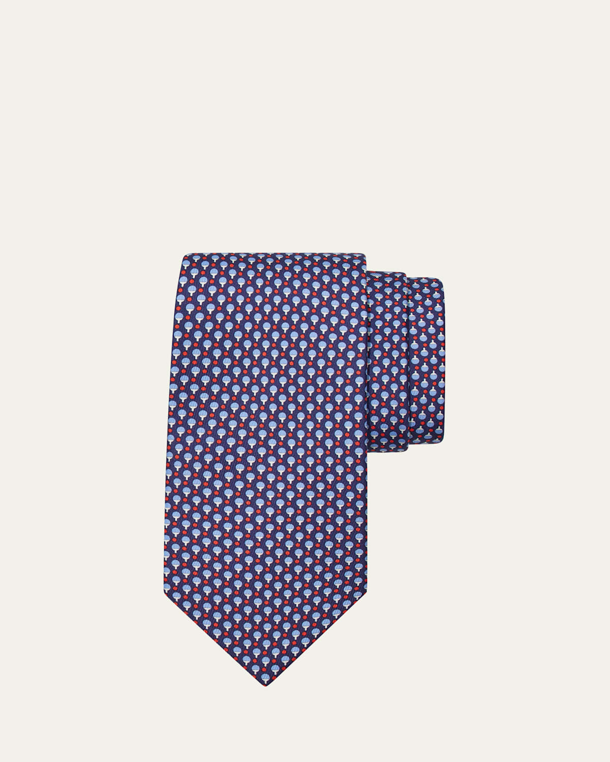 Ferragamo Zac Table Tennis Print Silk Tie In Blue