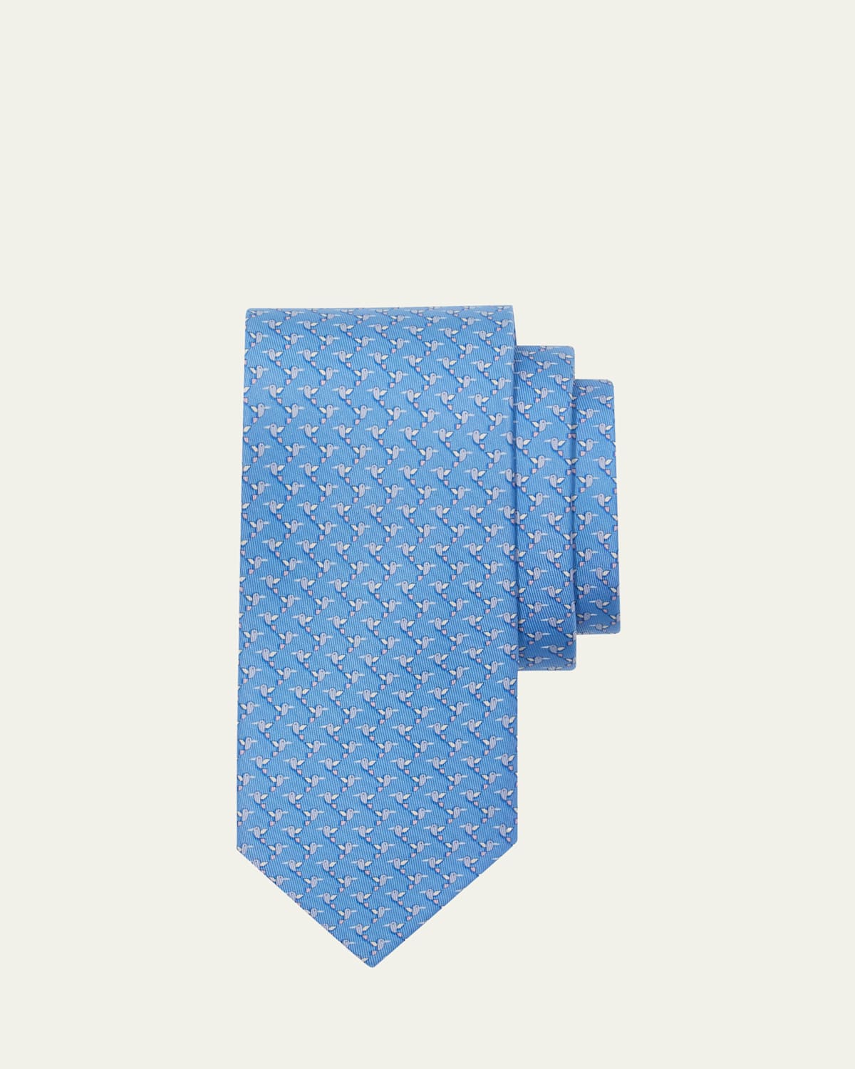 Ferragamo Men's Hummingbird-Print Silk Tie