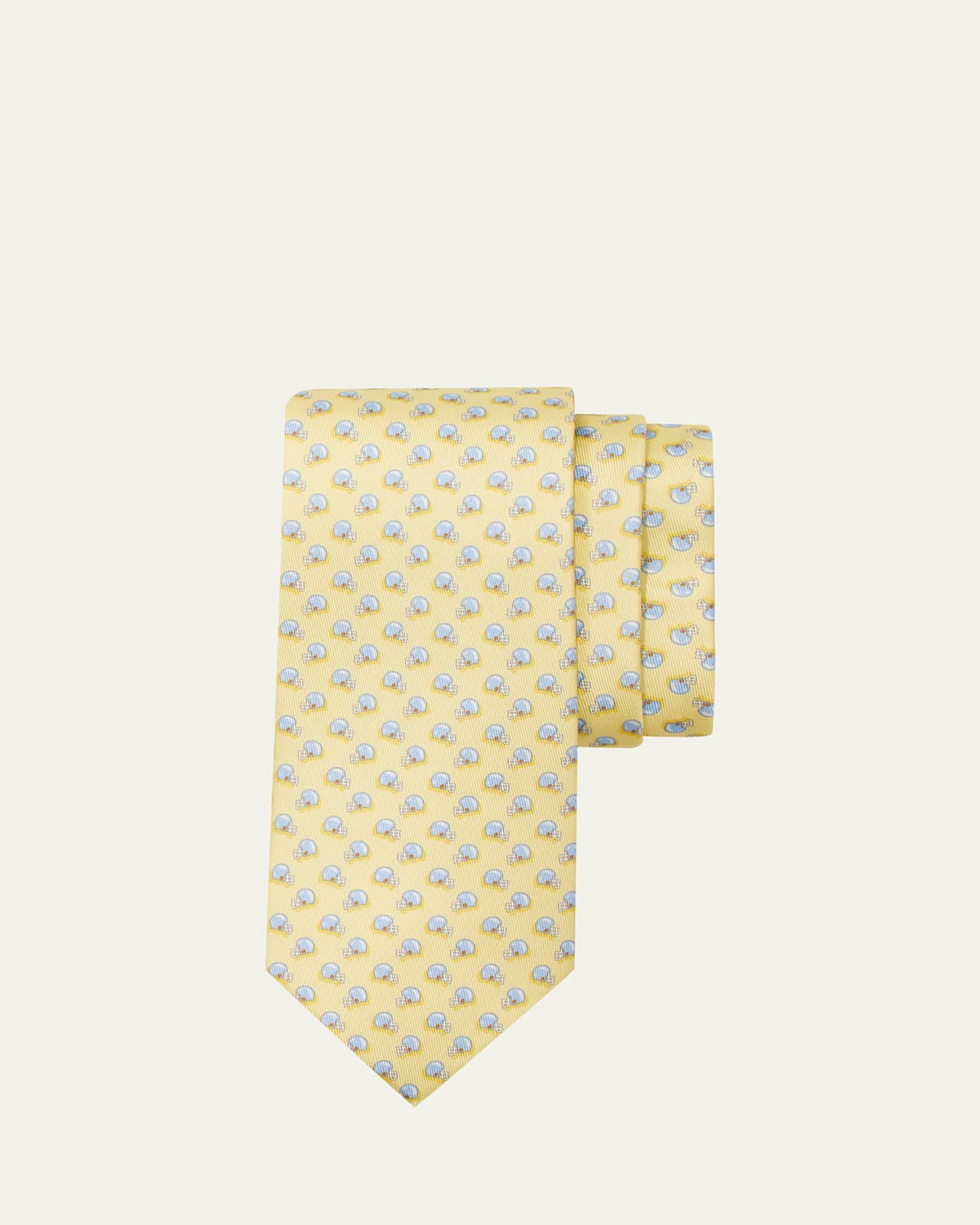 Ferragamo Football Helmet Print Silk Tie In Fgiallo