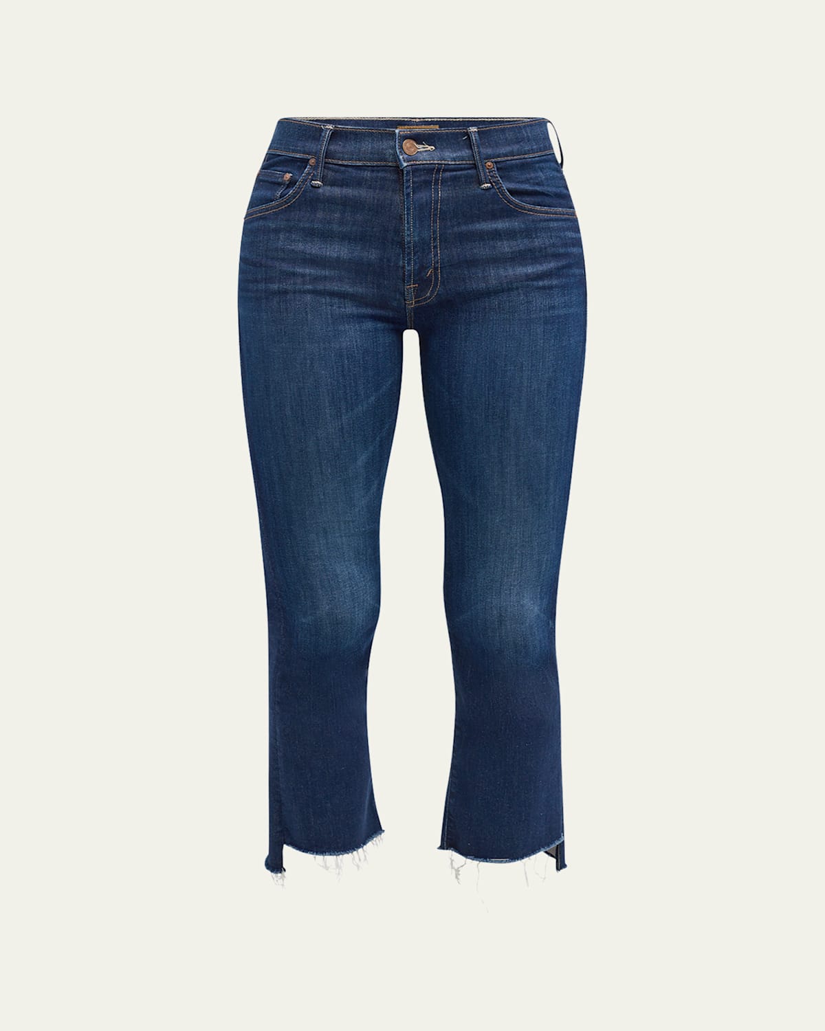 Mother The Insider Crop Step Fray High-rise Bootcut Jeans In Off Limits