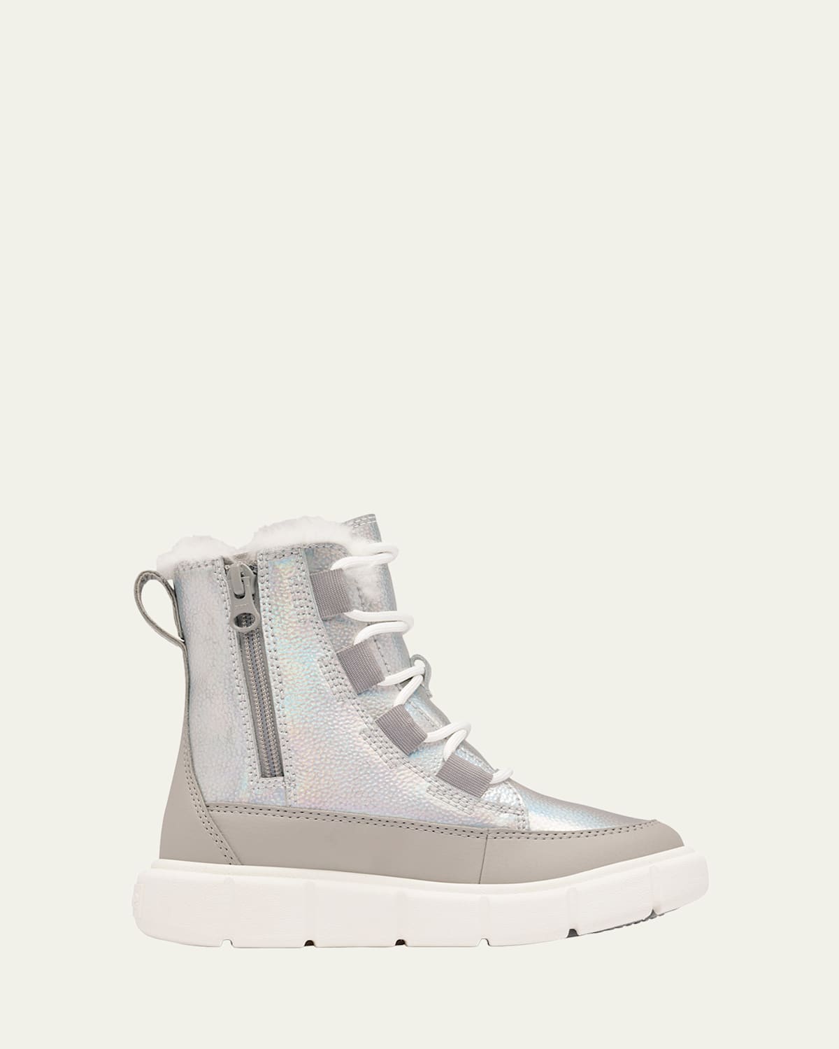 Sorel Kid's Explorer Iii Iridescent Calf Suede Boots, Toddlers/kids In Silver