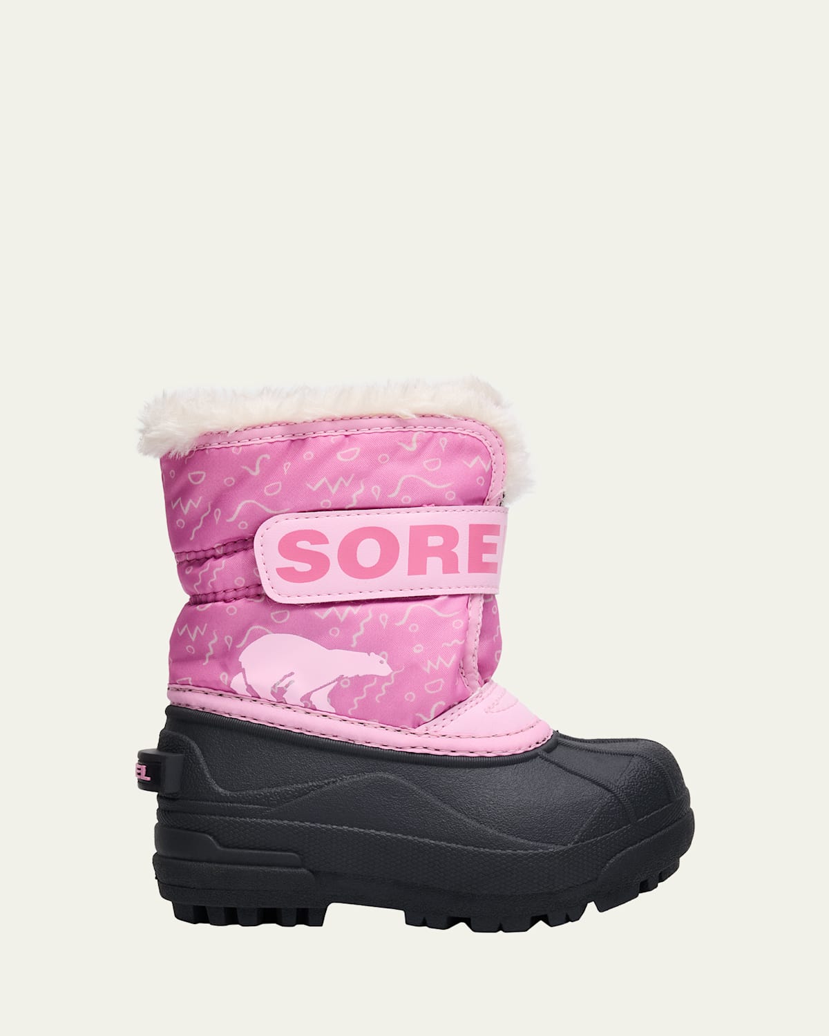 Sorel Kid's Commander Grip-strap Fleece Snow Boots, Toddlers/kids In Pink