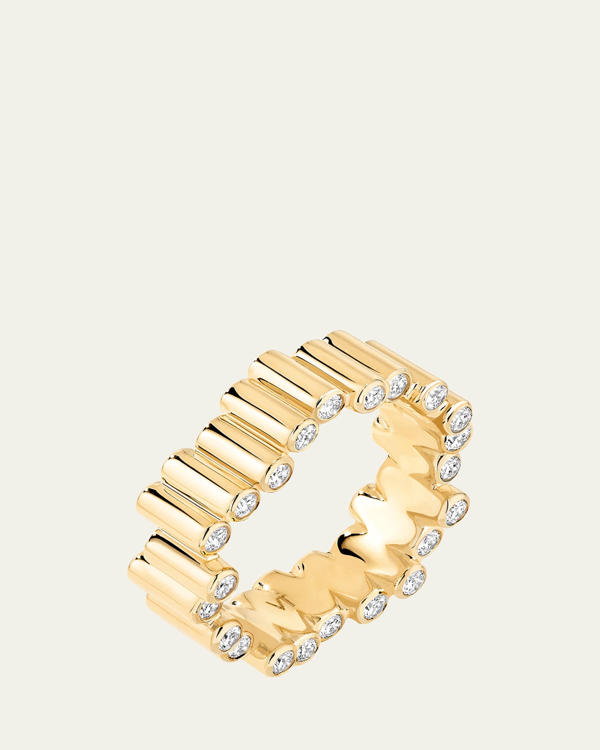 18K Yellow Gold Medium Edge Diamond Ring