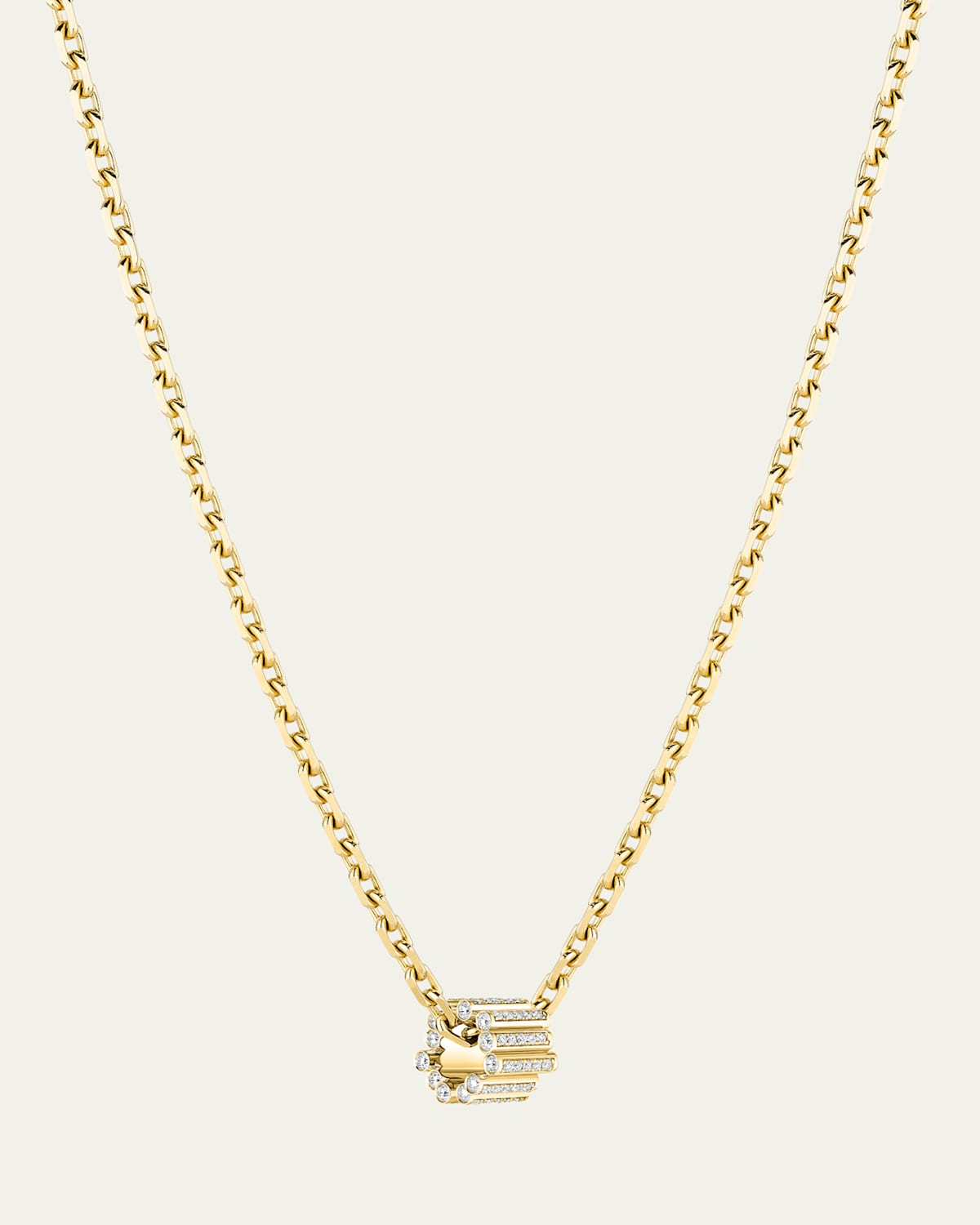 18K Yellow Gold Edge Large Pave Diamond Pendant Necklace