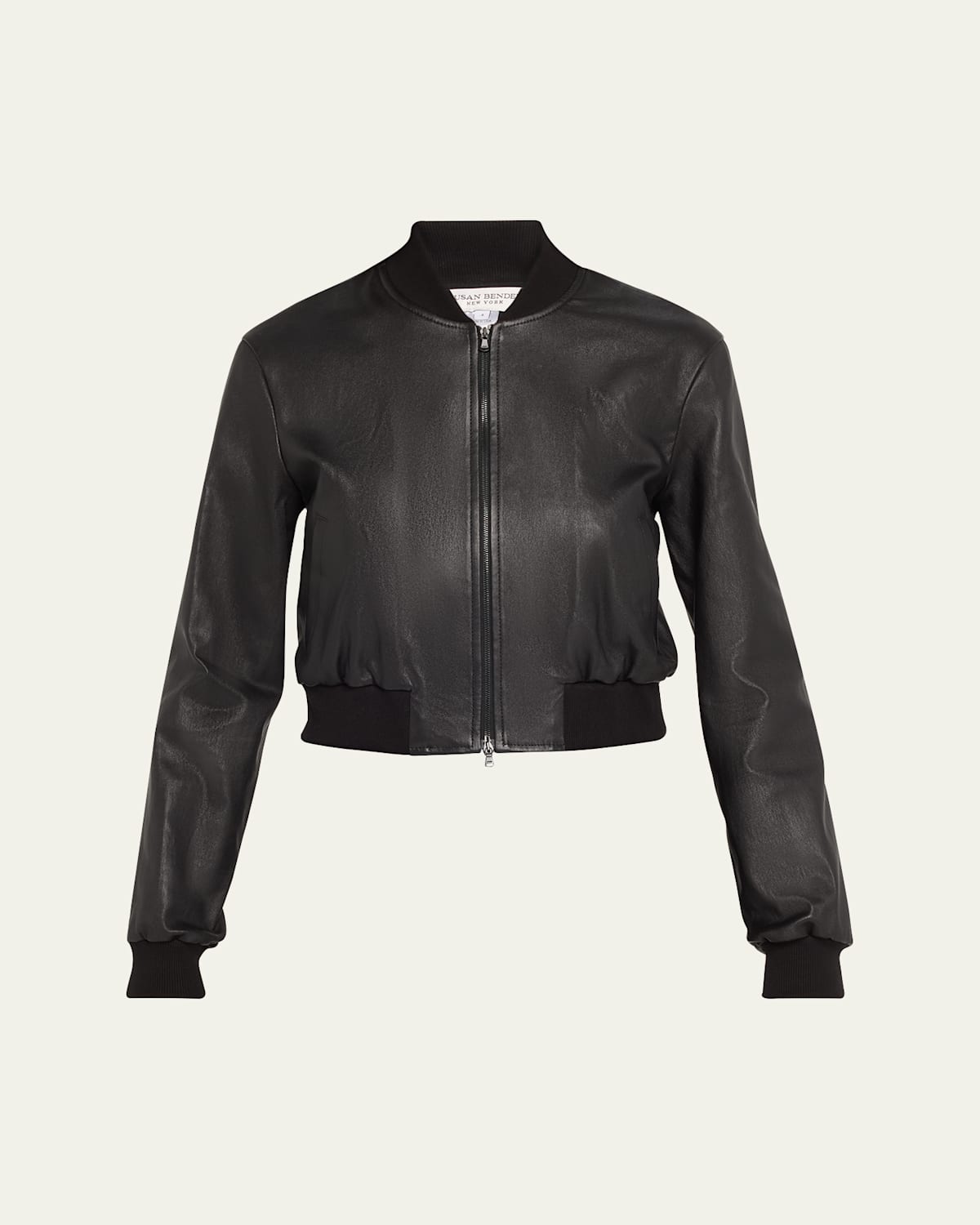Stretch Lambskin Leather Bomber Jacket