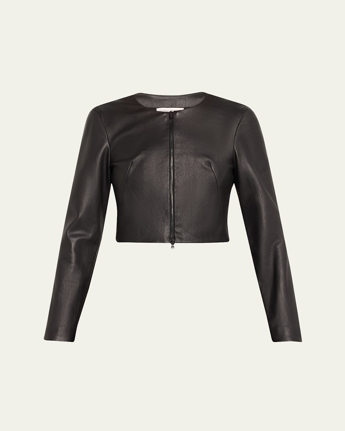 Stretch Lambskin Leather Cardigan