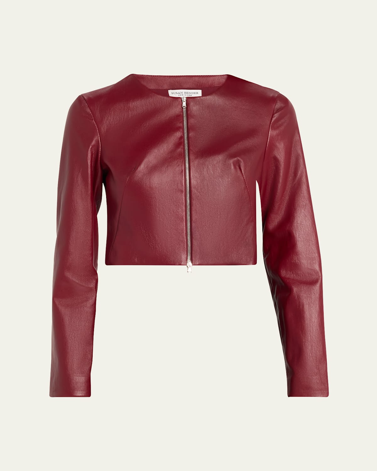 Stretch Lambskin Leather Cardigan