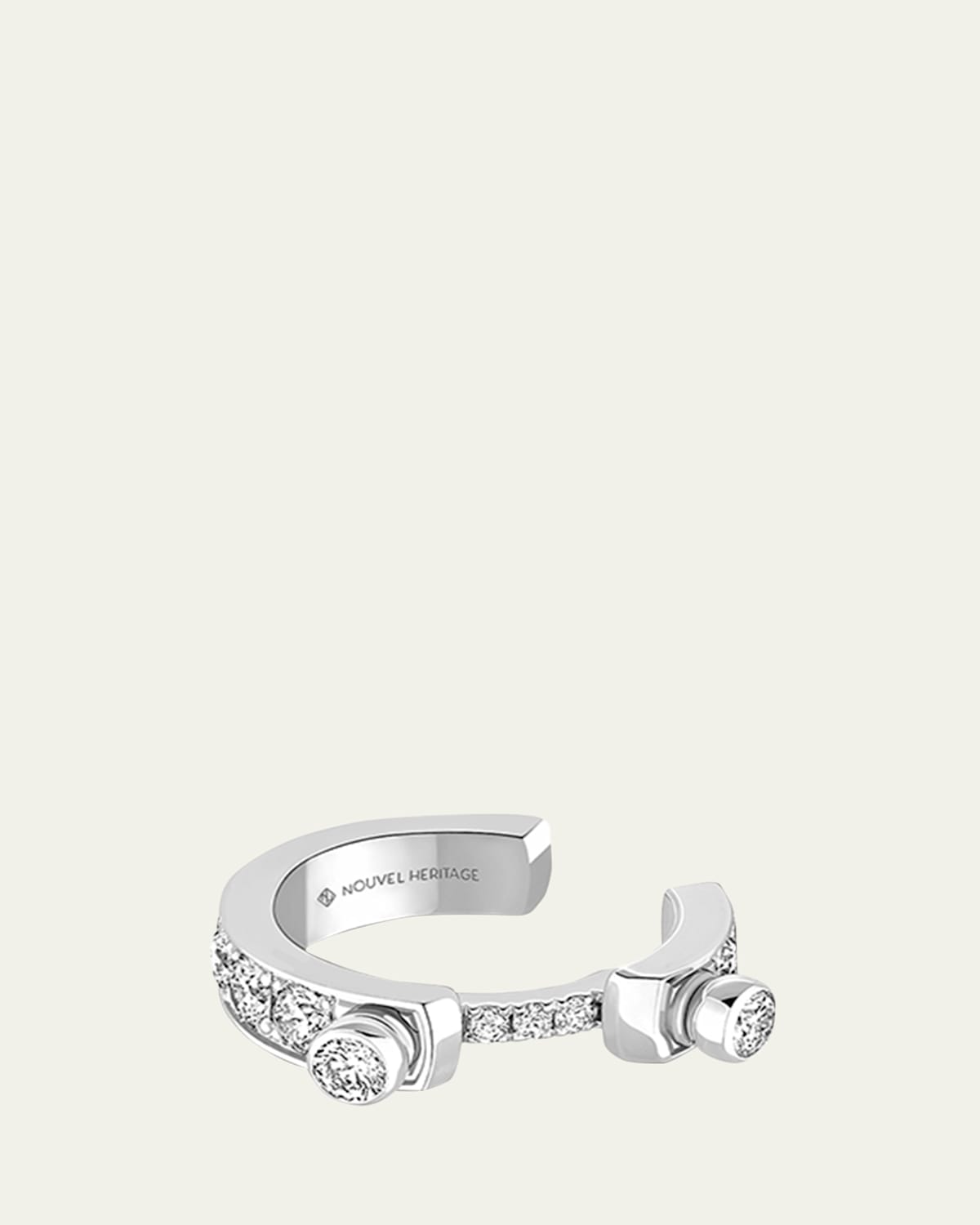 18K Eternity Tuxedo Ear Cuff, Single