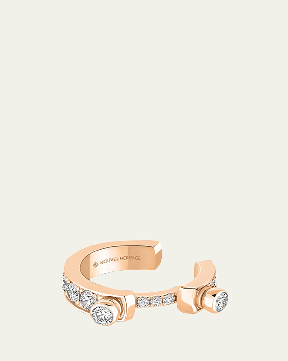 18K Eternity Tuxedo Ear Cuff, Single