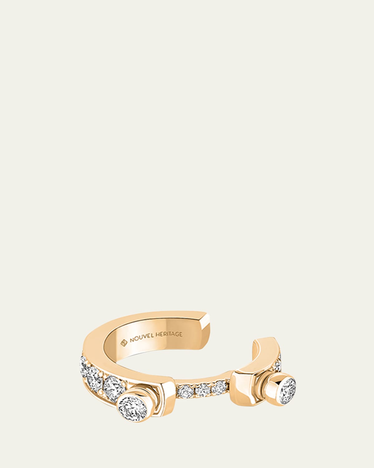 18K Eternity Tuxedo Ear Cuff, Single
