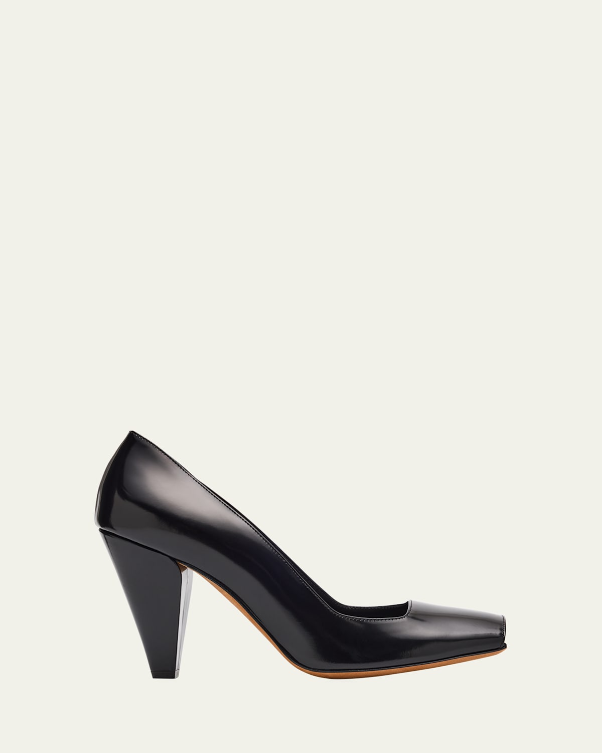 Khaite 90mm Cedar Open Toe Leather Pumps In Black