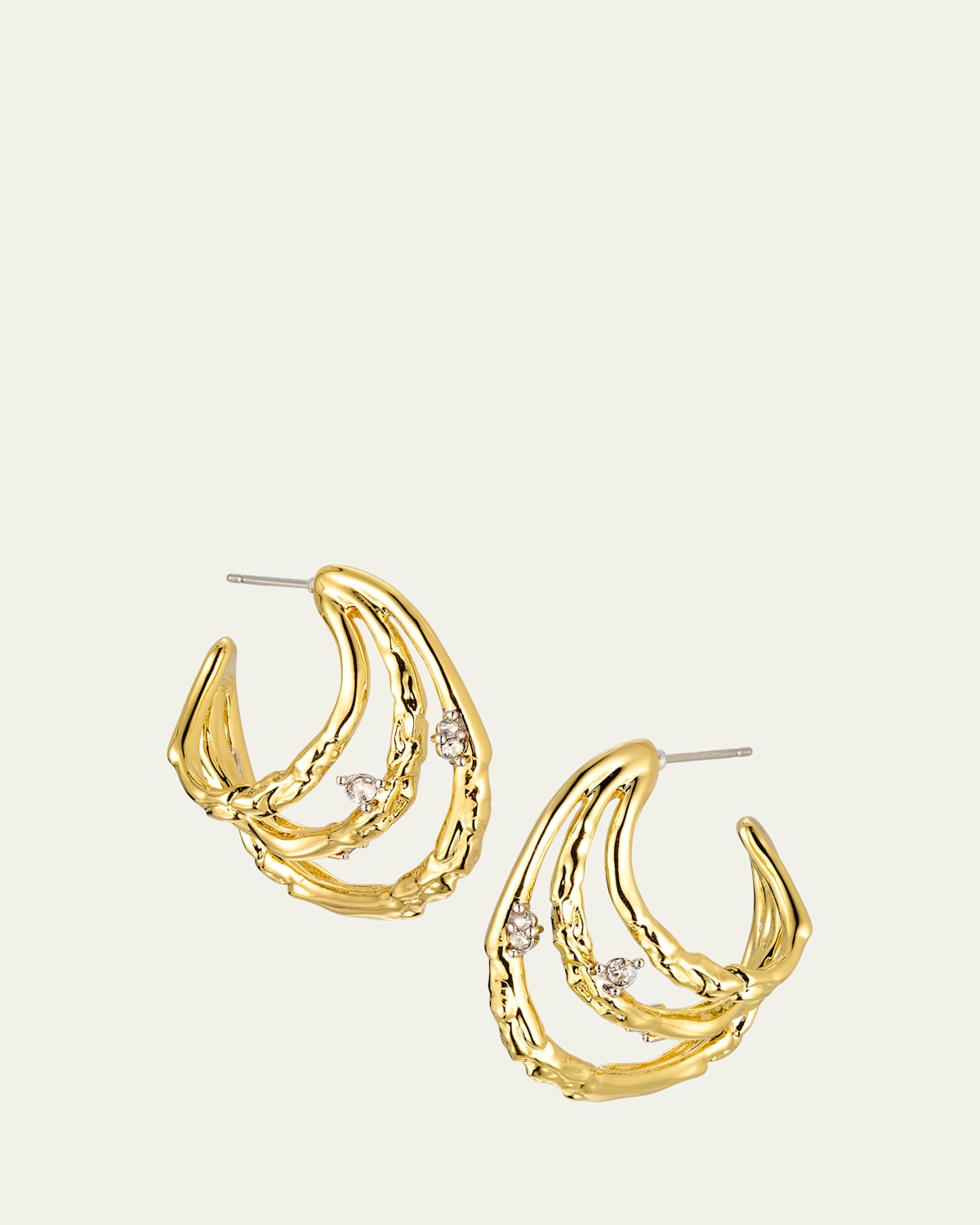 Brut Gold Crystal Thorn Orbit Hoop Earrings