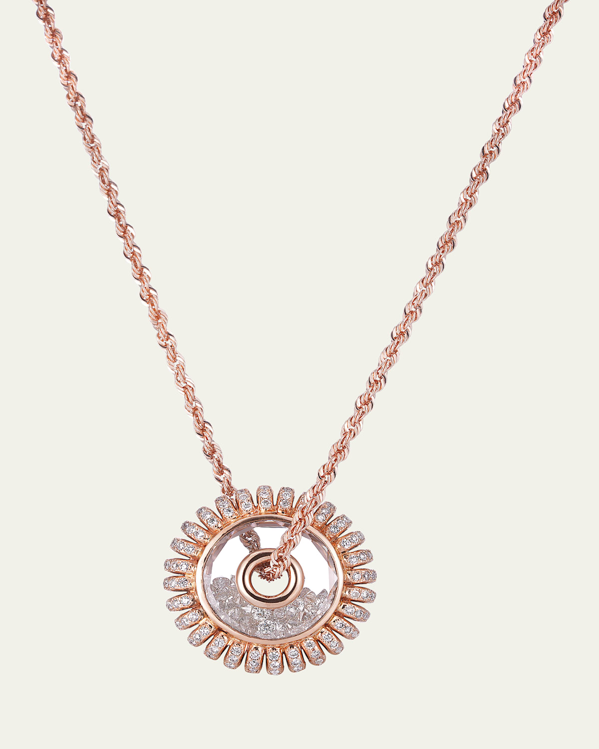 18K Rose Gold Mola Roda Sapphire Kaleidoscope Shaker Necklace with Diamonds