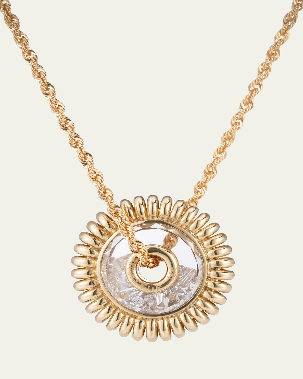 18K Yellow Gold Mola Roda Sapphire Kaleidoscope Shaker Necklace with Diamonds