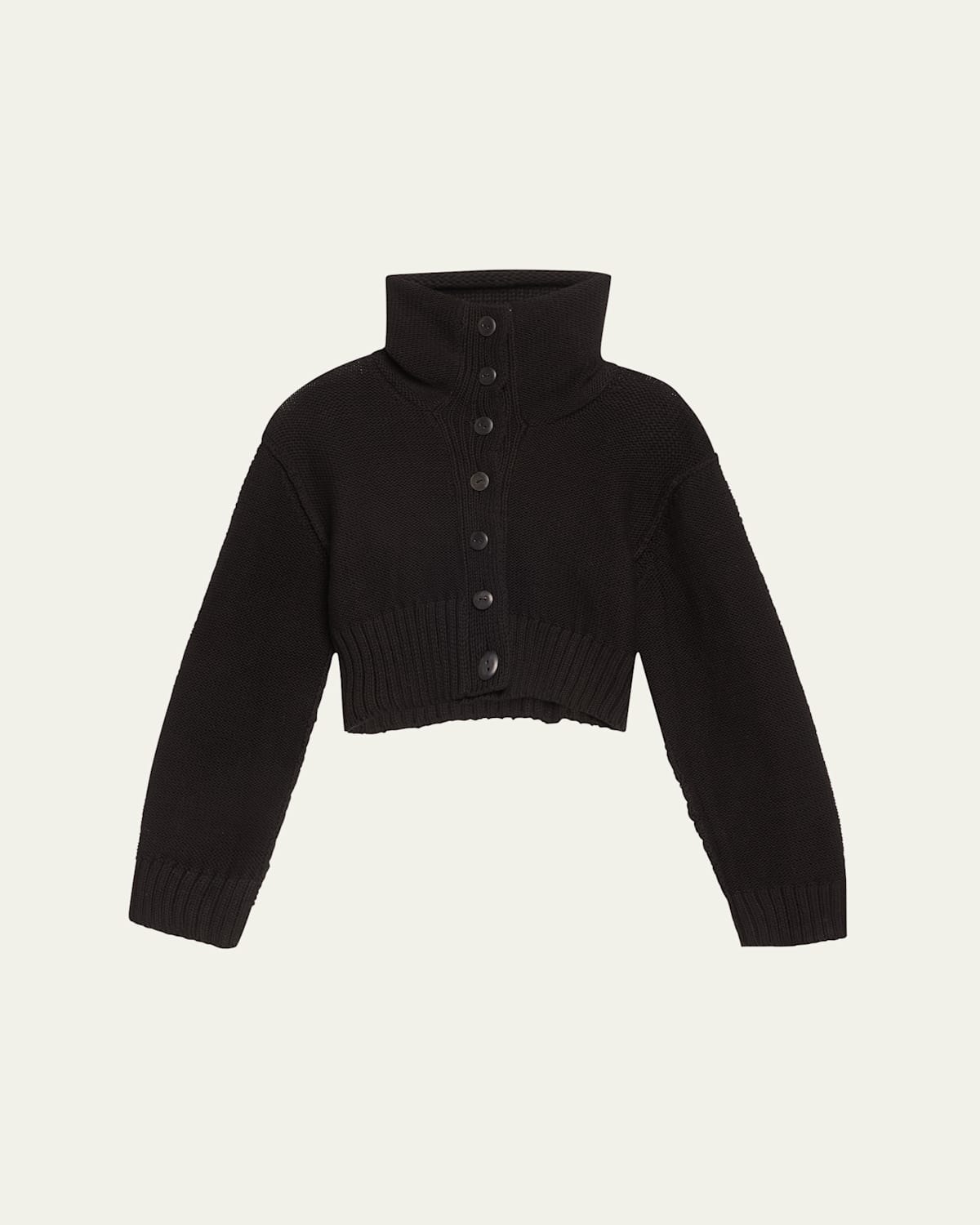 Dame Funnel-Neck Cropped Cardigan