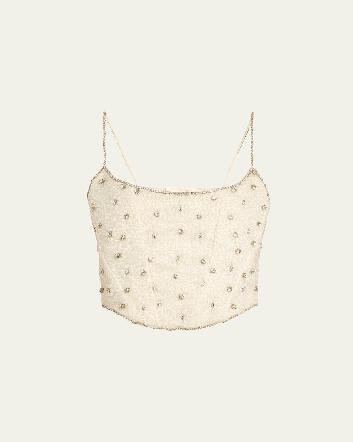 Loveshackfancy Minto Embellished Corset Top In Cream