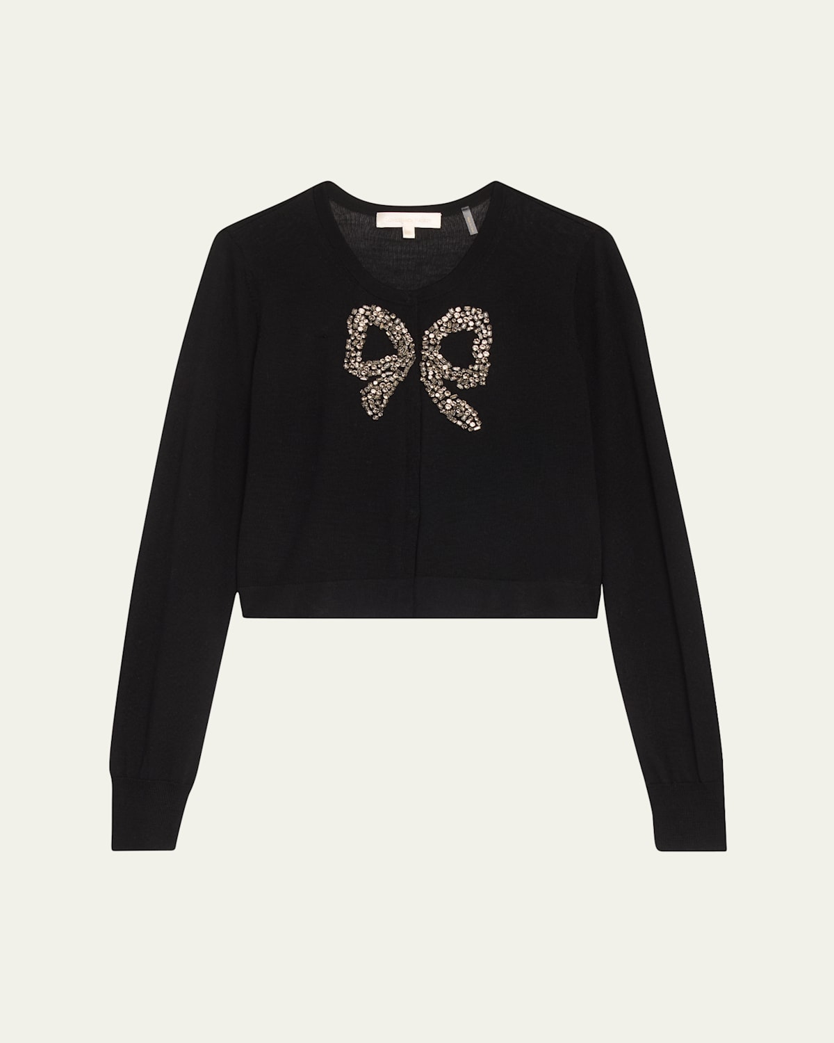 Loveshackfancy Modine Embellished Wool Cardigan In Black