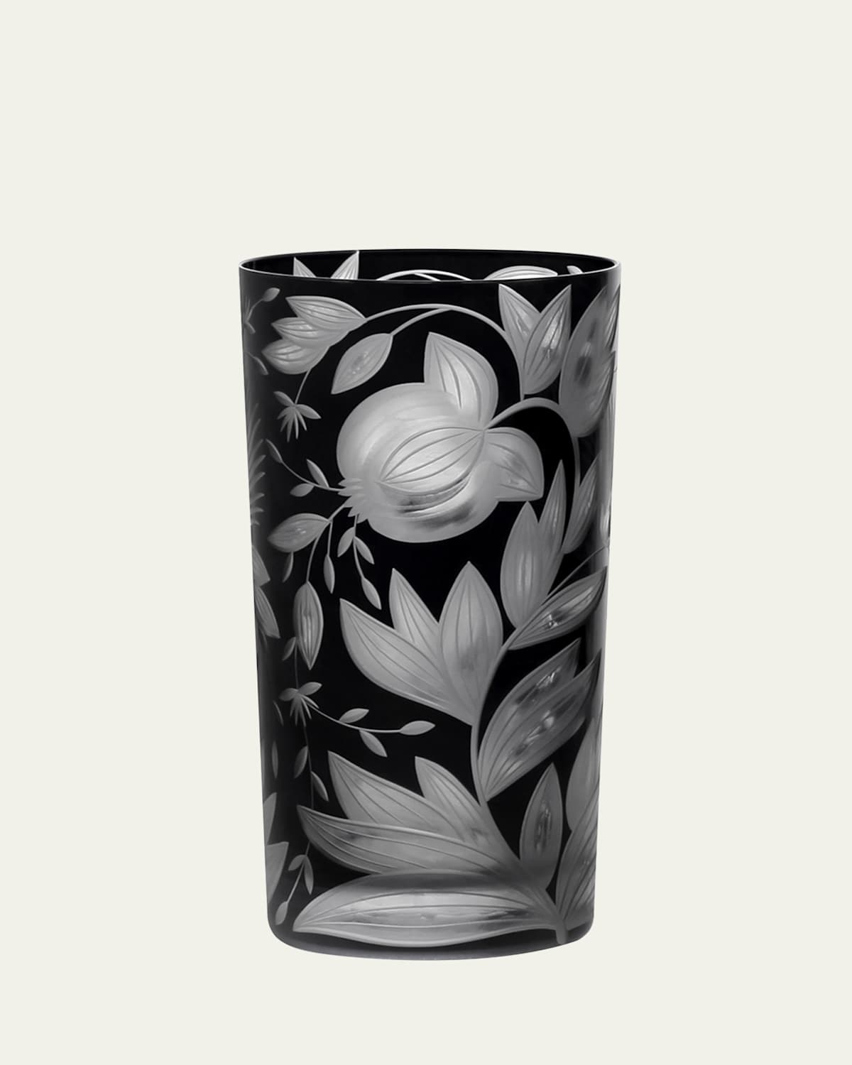 ARTEL VERDURE BLACK CRYSTAL HIGHBALL GLASS, 18 OZ.