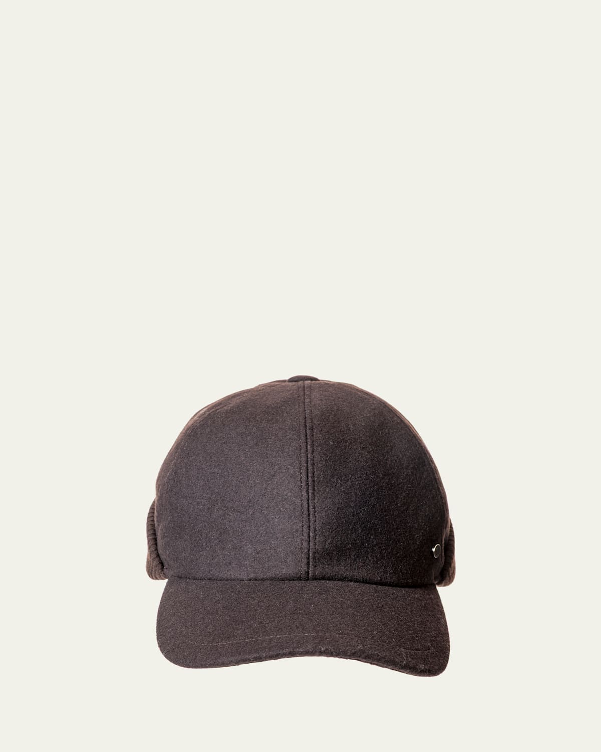 Inverni Men's Cashmere Baseball Cap With Ear Flaps In Brown