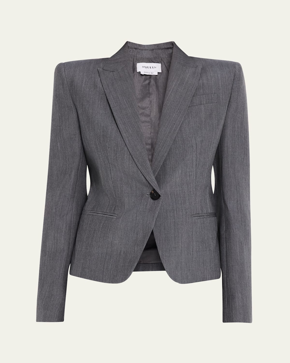 Alexander Mcqueen Single-breasted Wool-mohair Blazer Jacket In Grey Multi