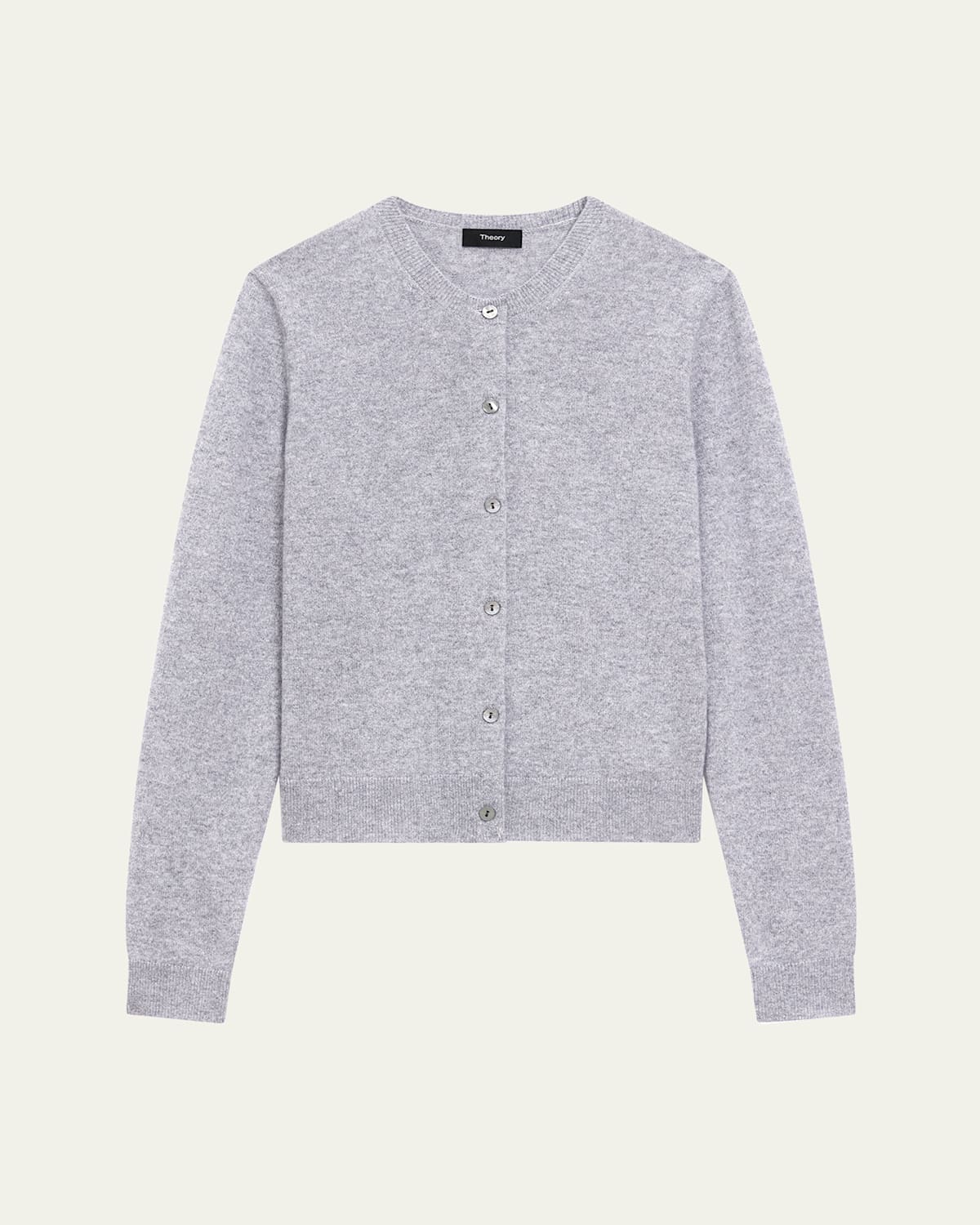 Theory Cashmere Cropped Cardigan Sweater In Gray