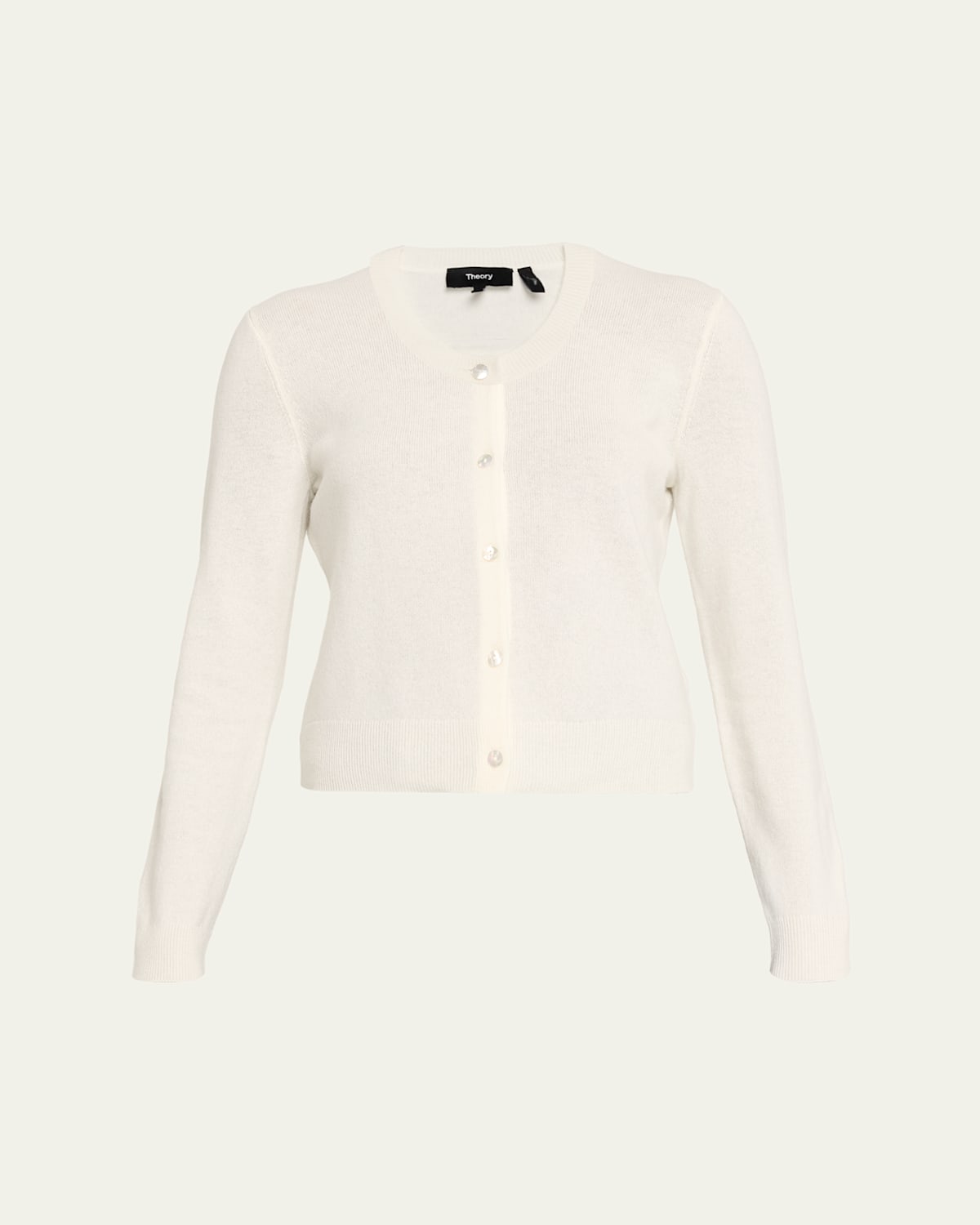 Theory Cashmere Cropped Cardigan Sweater In White