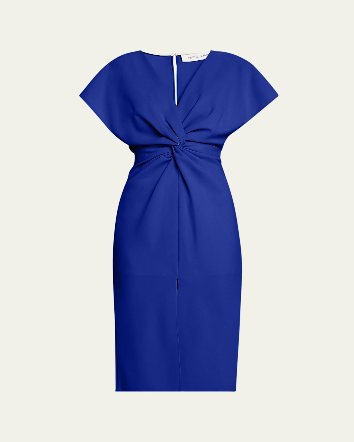 Front Ruched Twist Midi Dress