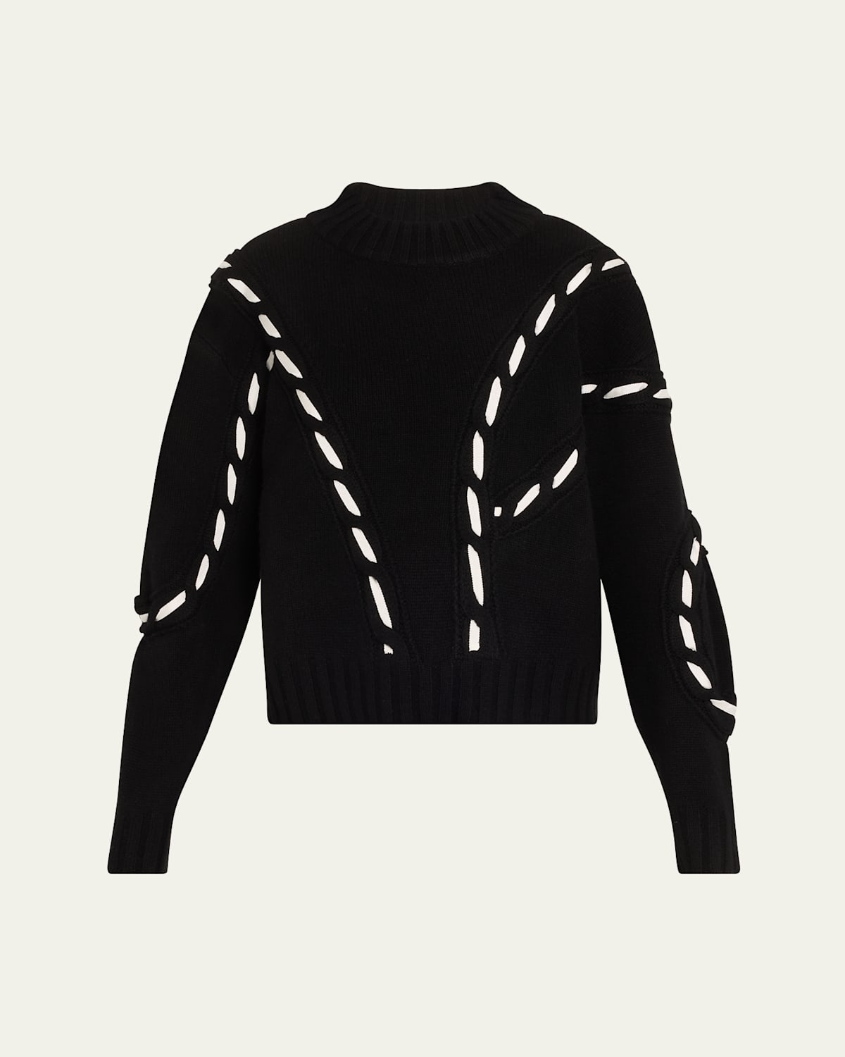 Contrast Cable Cashmere Wool Sweater