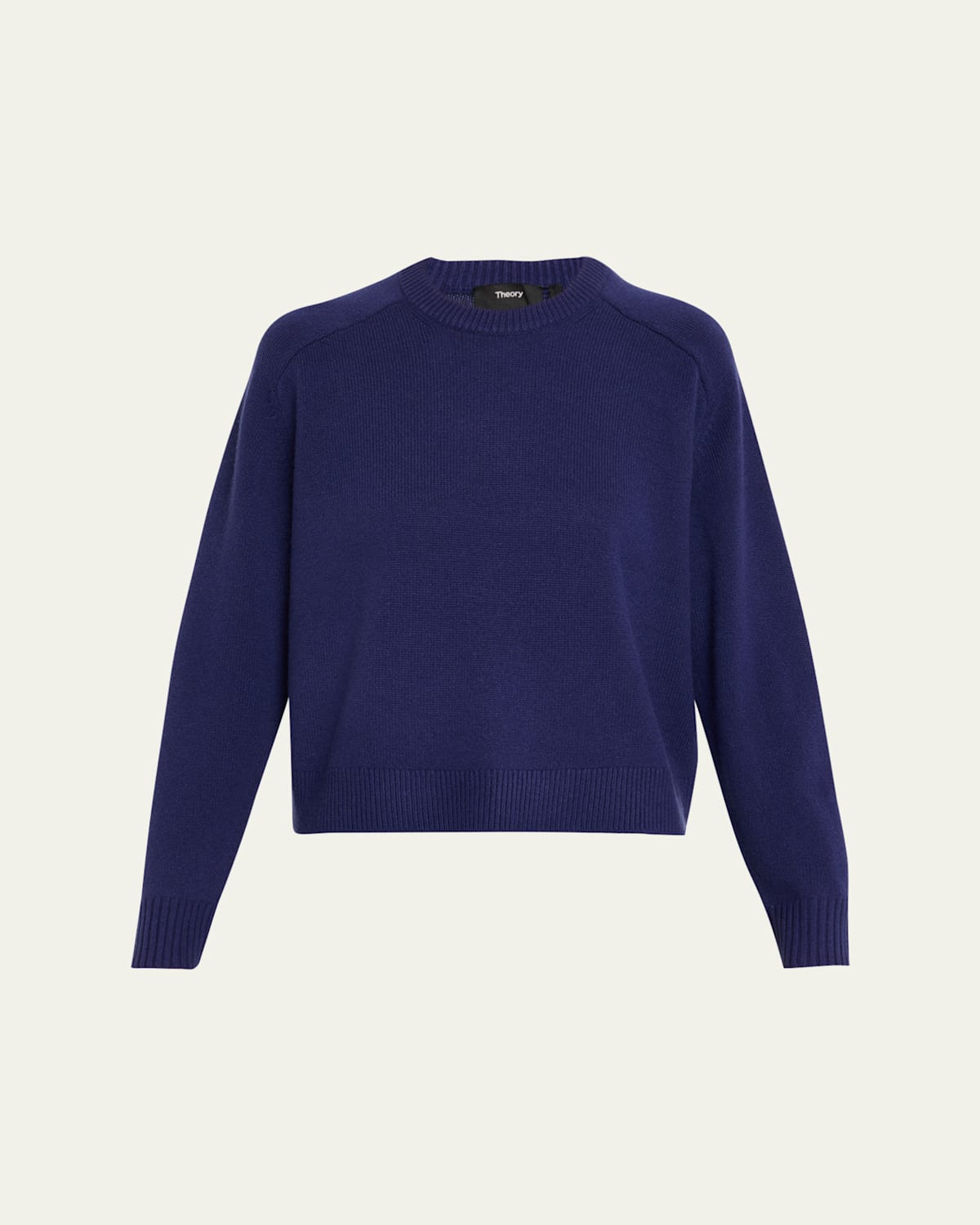 Theory Cashmere Cropped Crewneck Sweater In Blue
