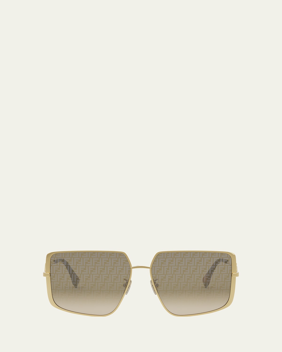 Fendi Ff Square Metal & Nylon Sunglasses In Shiny Endura Gold Gradient Brown