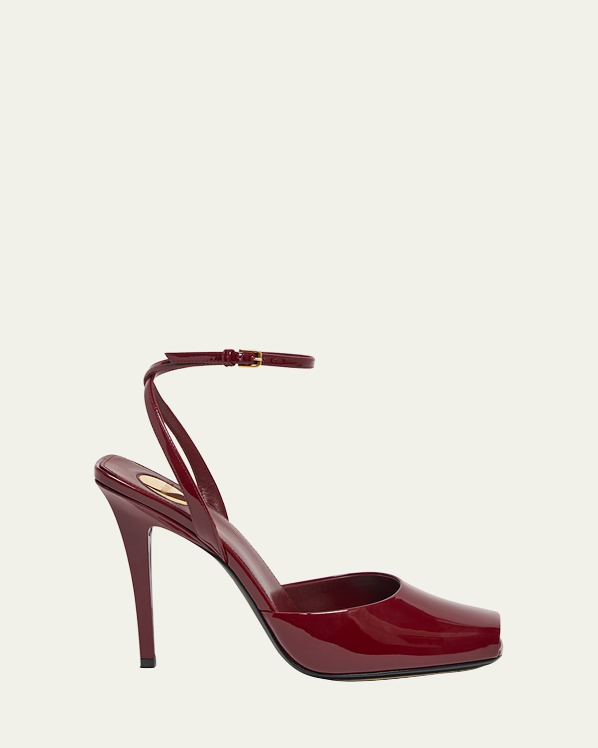 Saint Laurent La Scandale Patent Ankle-strap Sandals In Grenade