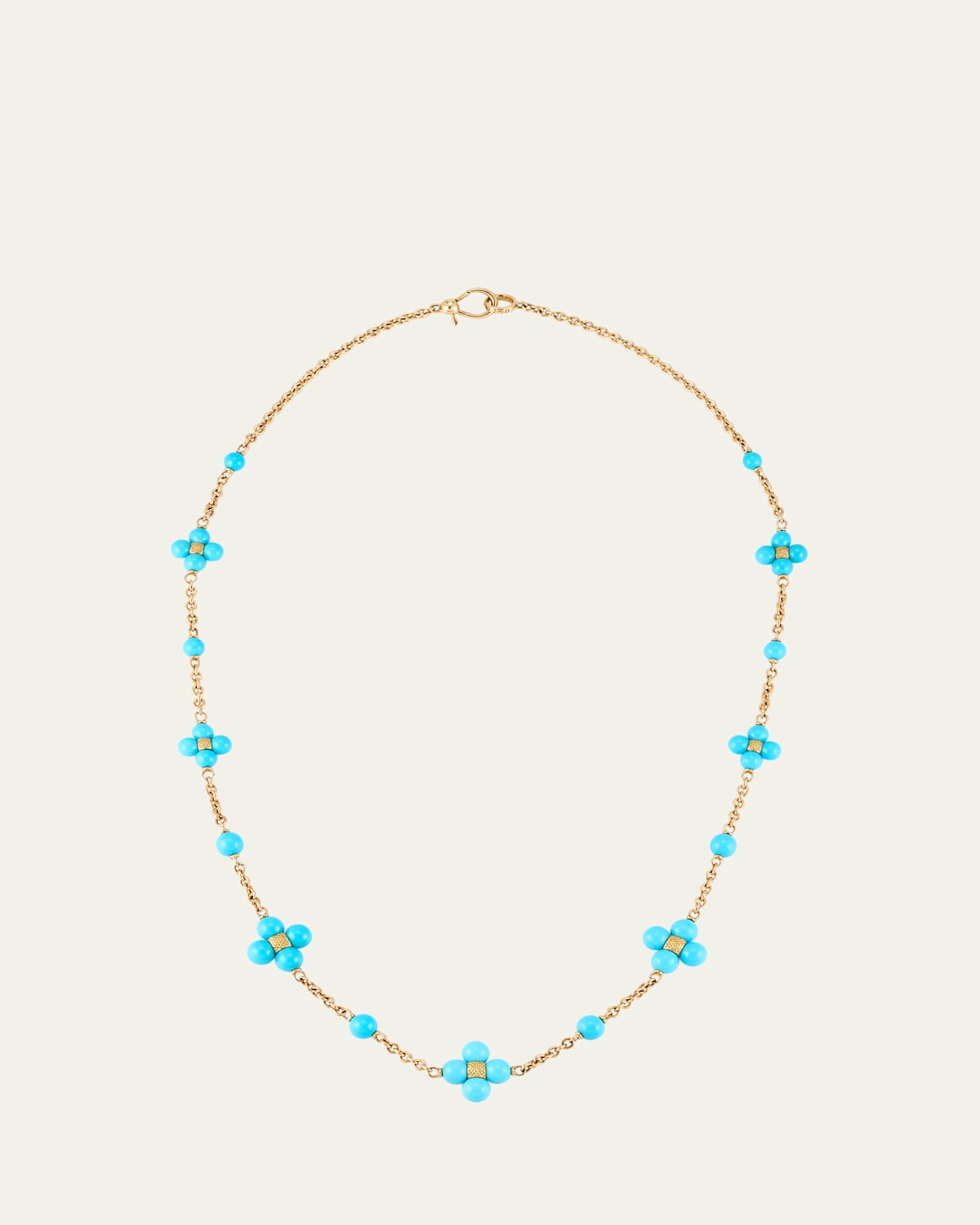 18K Yellow Gold Sequence Necklace with Turquoise