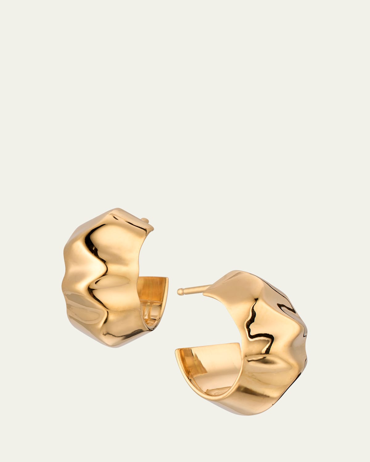 18K Yellow Gold Small Wave Hoop Earrings