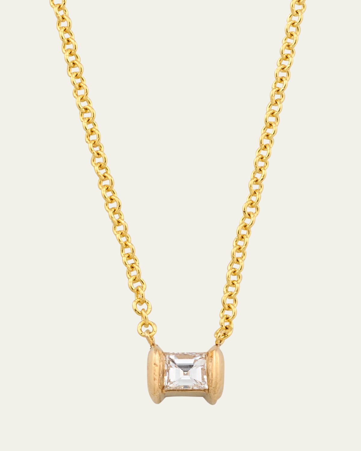 Yellow Gold Mini Anchor Carre Diamond Necklace