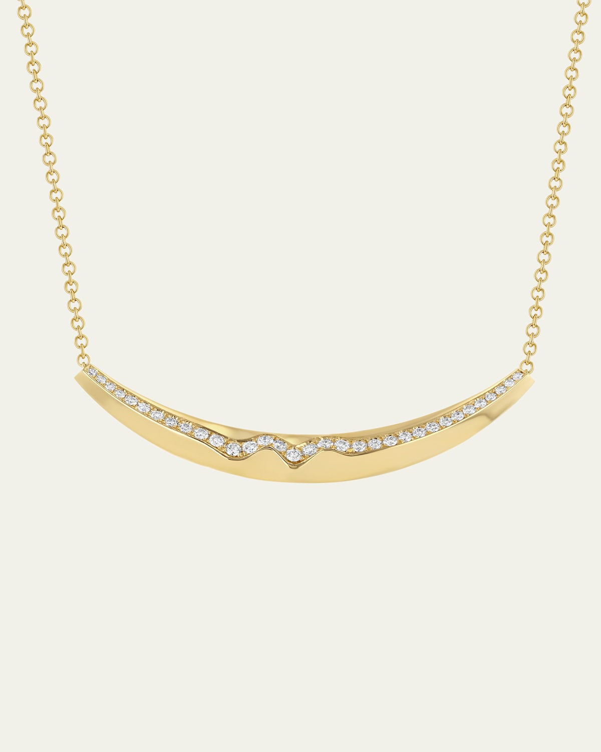 18K Yellow Gold Cable Chain Necklace with Pave Diamond Liquid Gold Slider