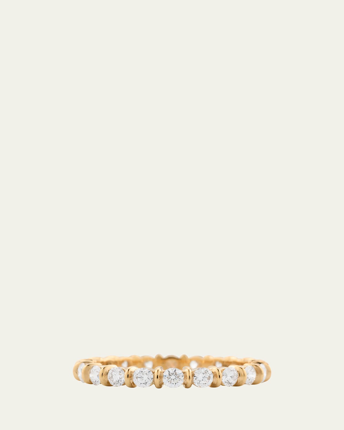 18K Yellow Gold Small Bubble Bar Diamond Eternity Ring
