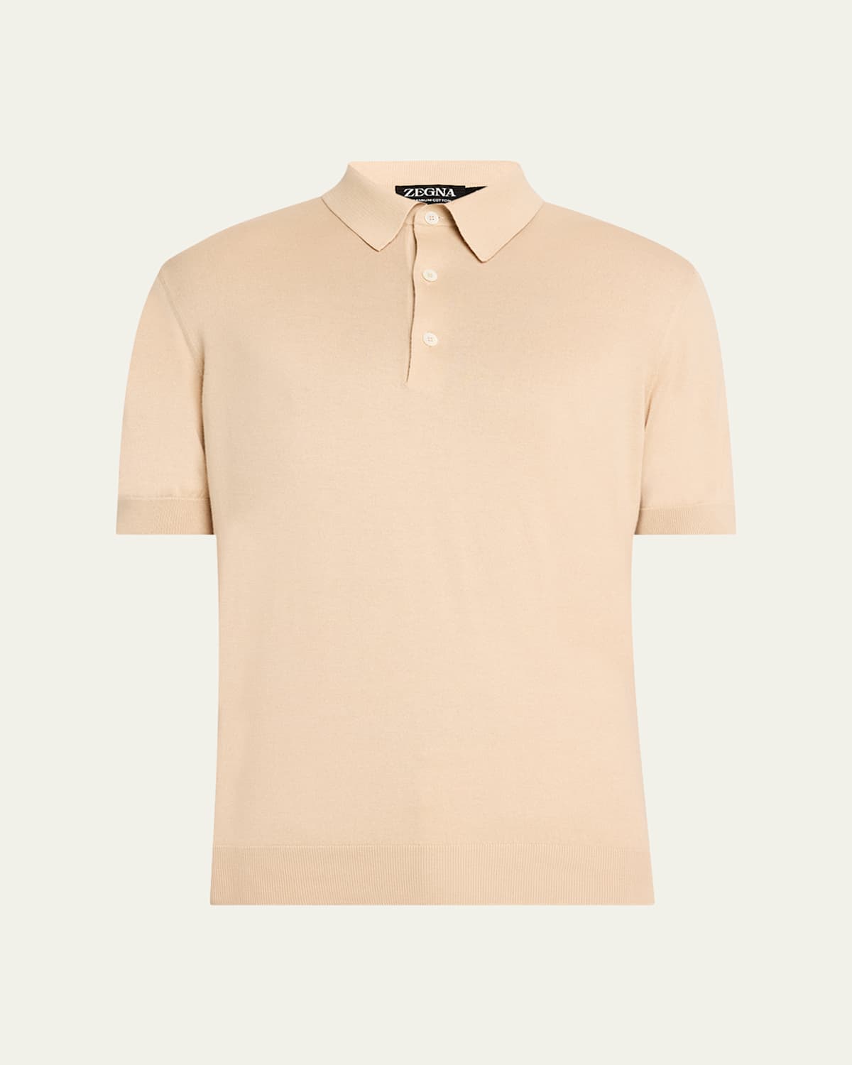 Zegna Men's Premium Cotton Short-sleeve Polo Sweater In Nat Sld