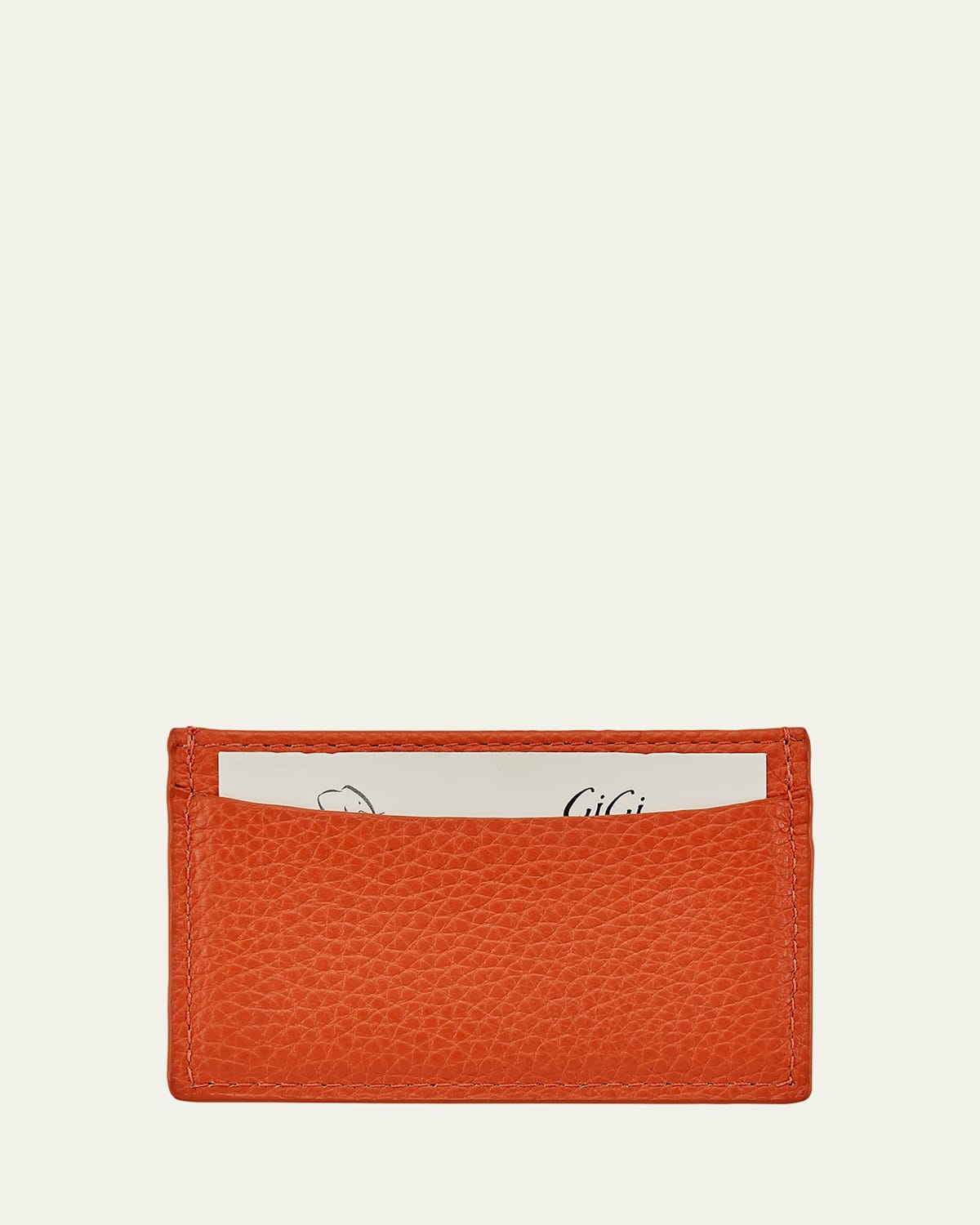 Graphic Image Leather Slim Card Case In Org