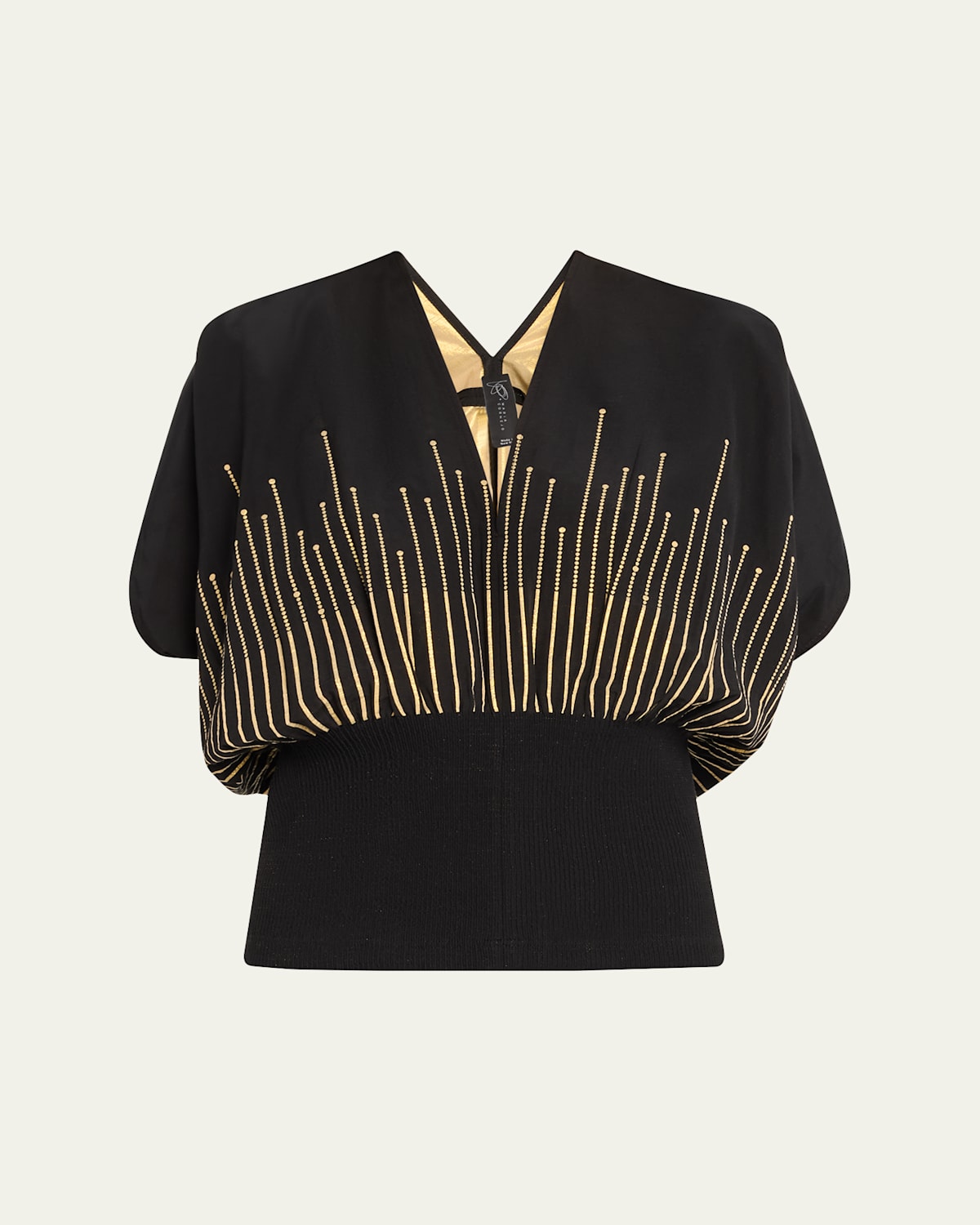 Eva Draped-Sleeve Smocked Top