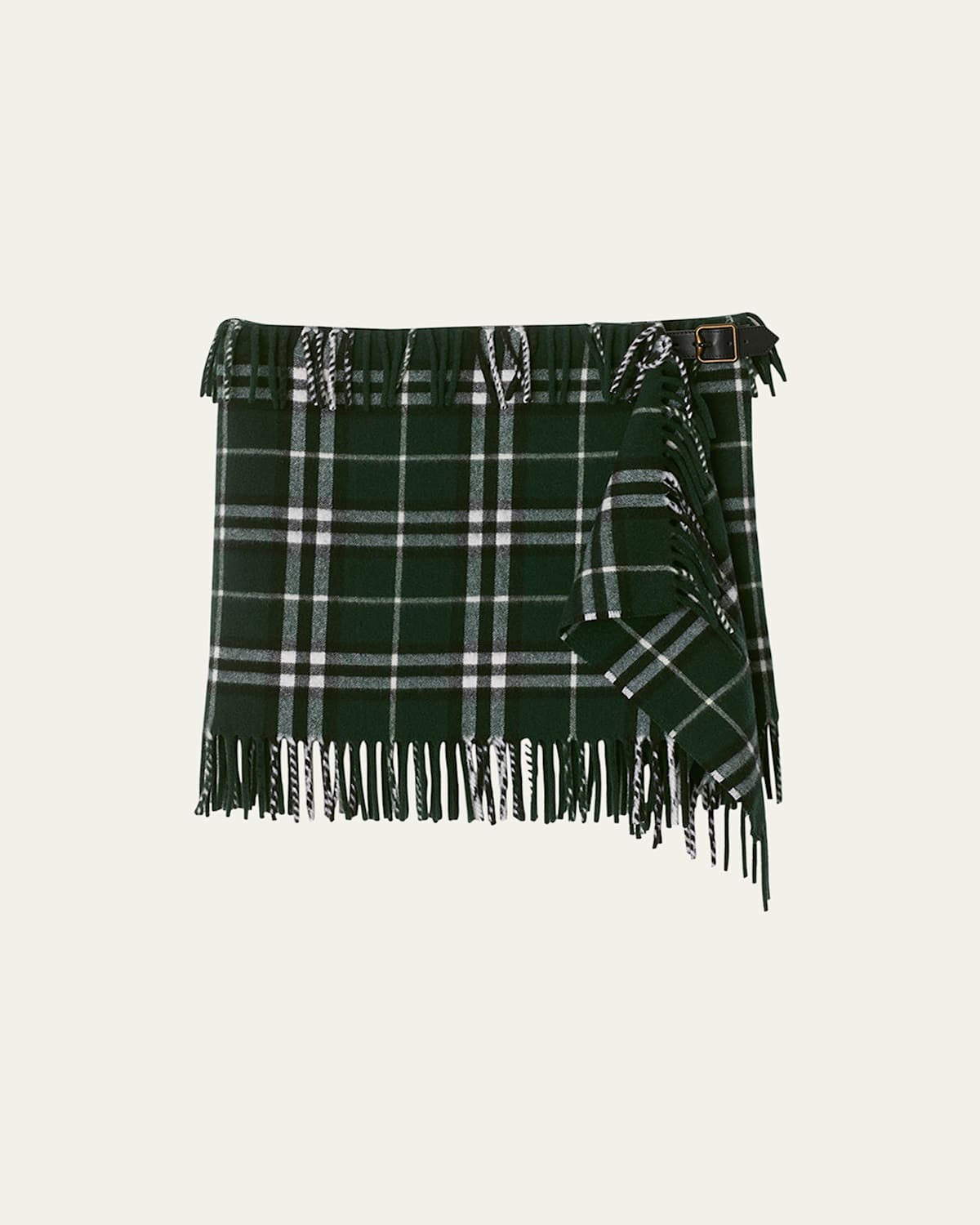 Shop Burberry Check Mini Fringe Wool Cashmere Kilt In Anchor