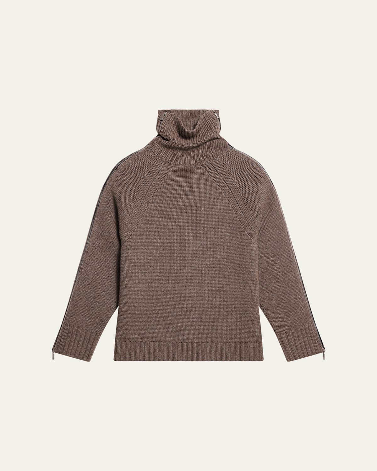 Zipped Wool-Cashmere Turtleneck Sweater