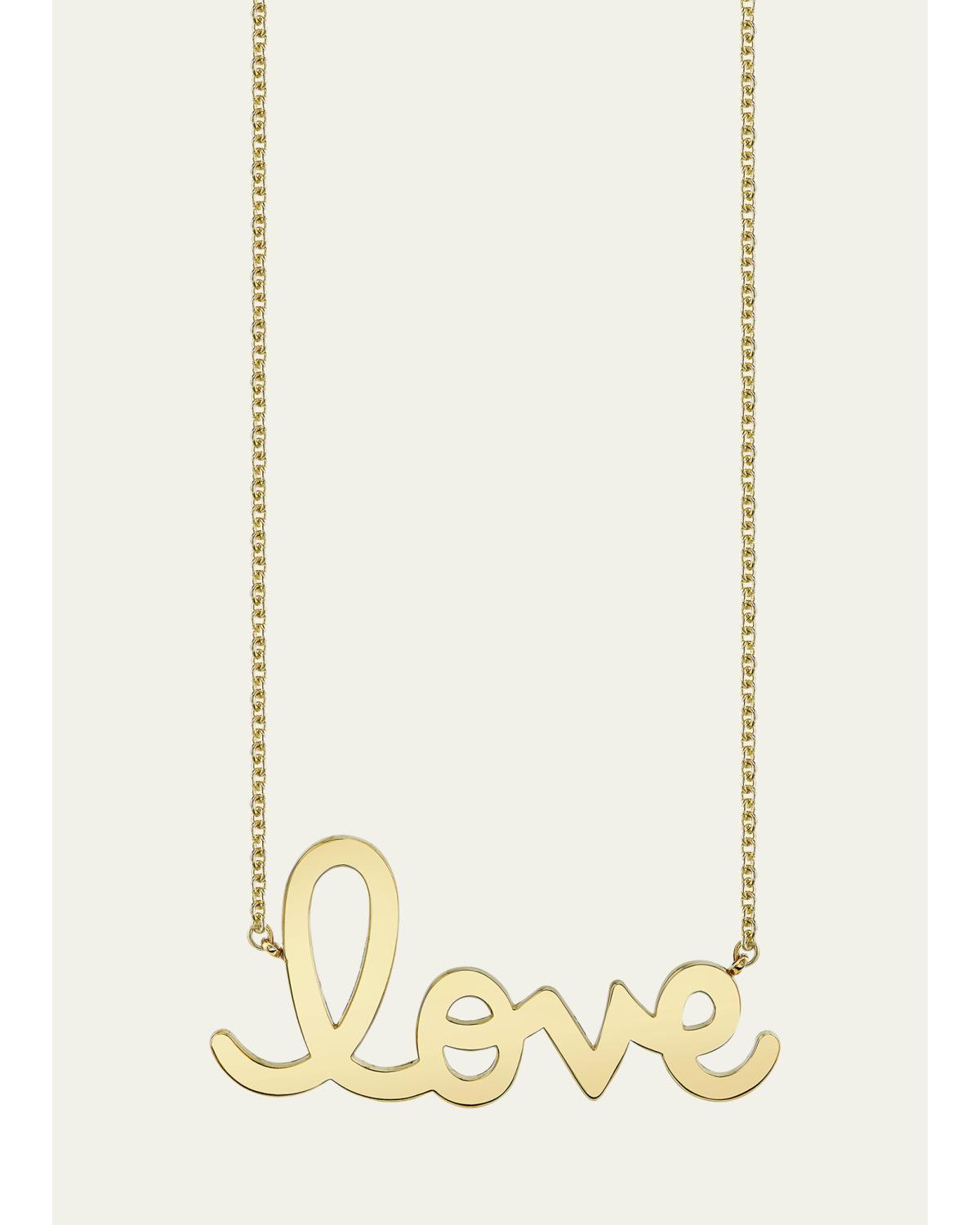 Pure Gold Big Love Script Necklace