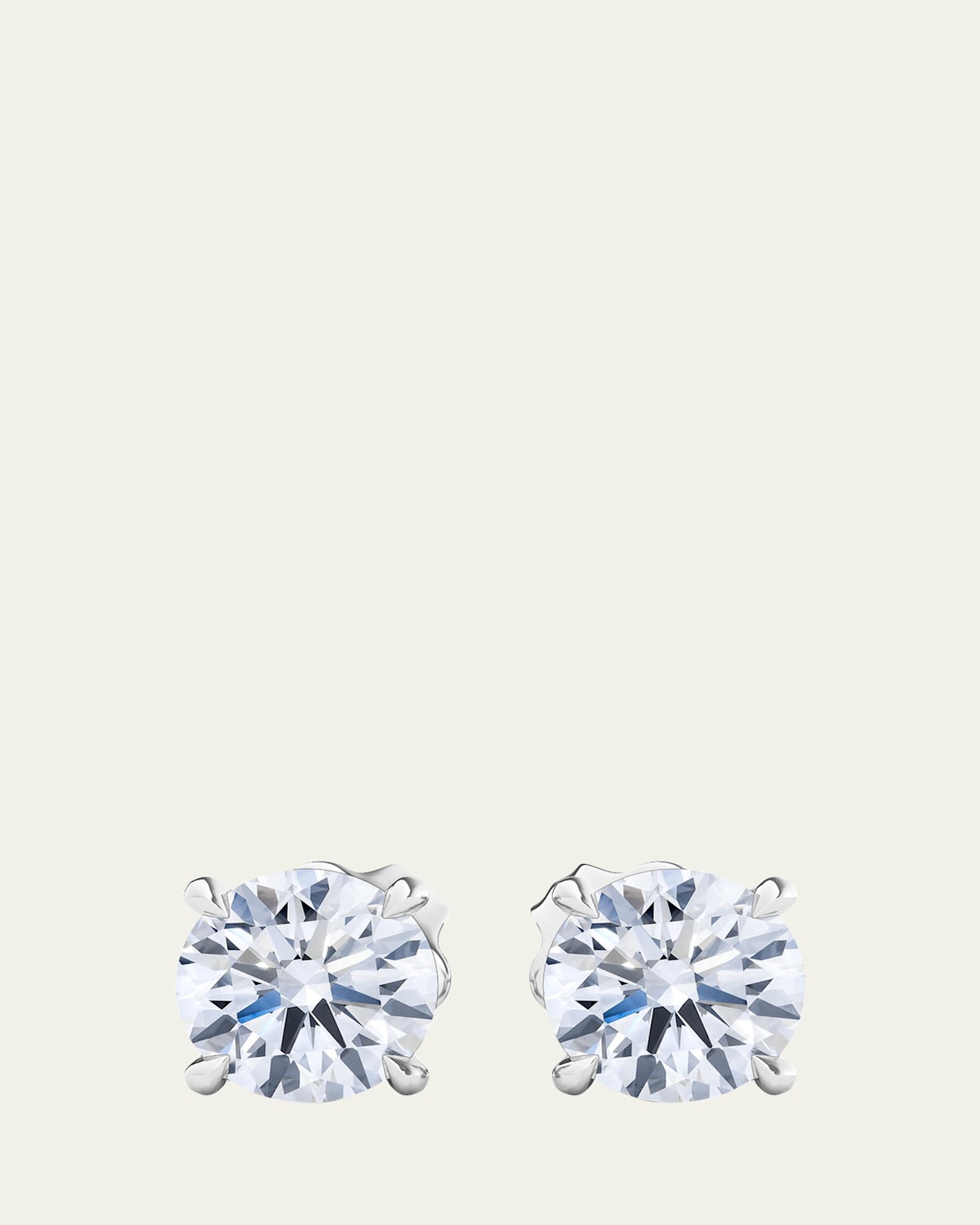 18K Round Brilliant Lab Grown Diamond Stud Earrings, 2.0tcw