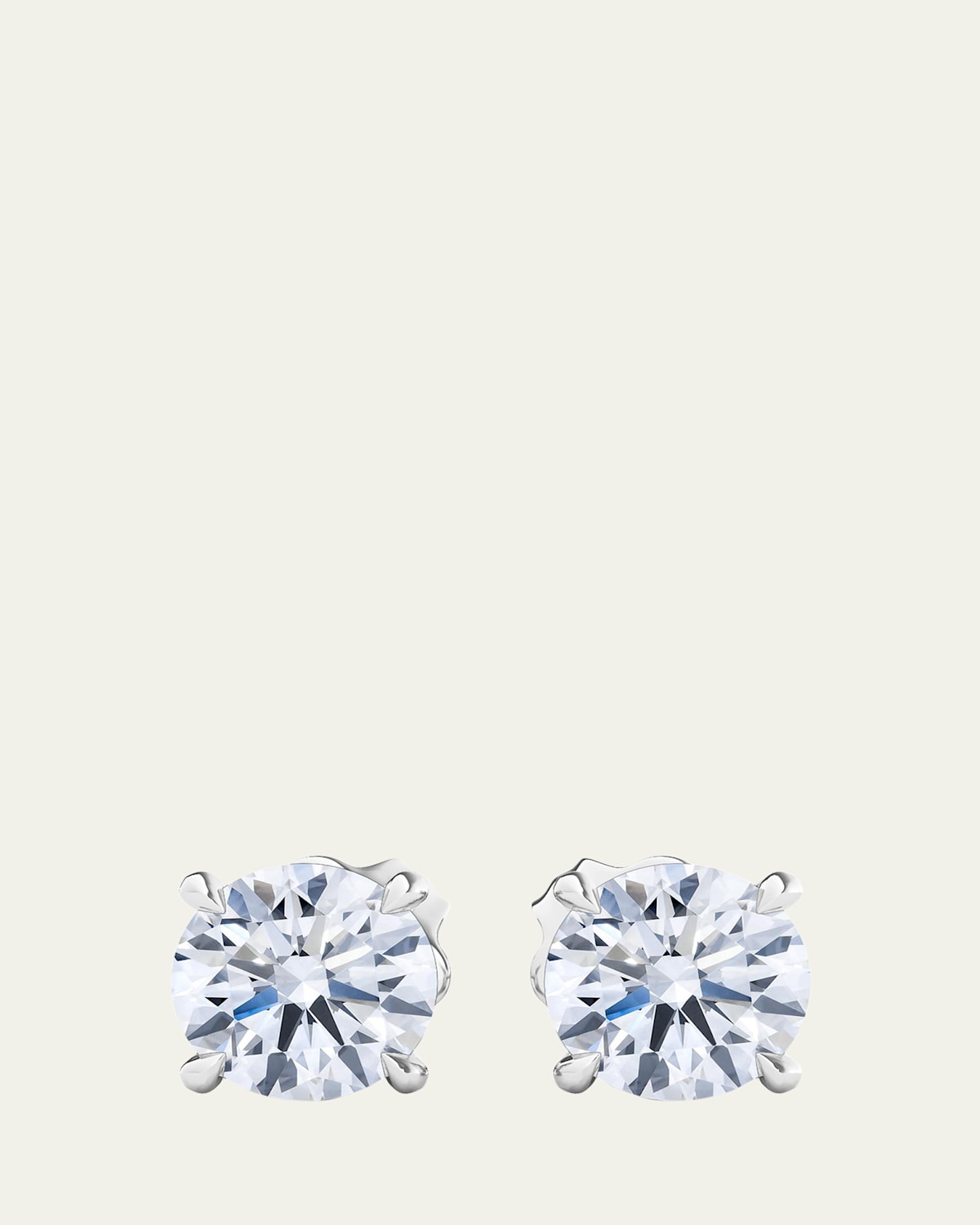 18K Round Brilliant Lab Grown Diamond Stud Earrings, 4.0tcw