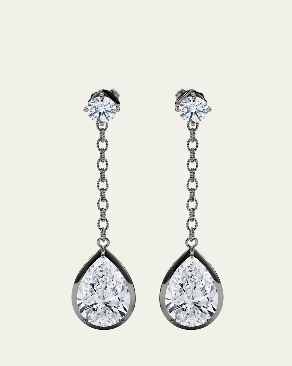 18K Link Chain Pear Lab Grown Diamond Drop Earrings