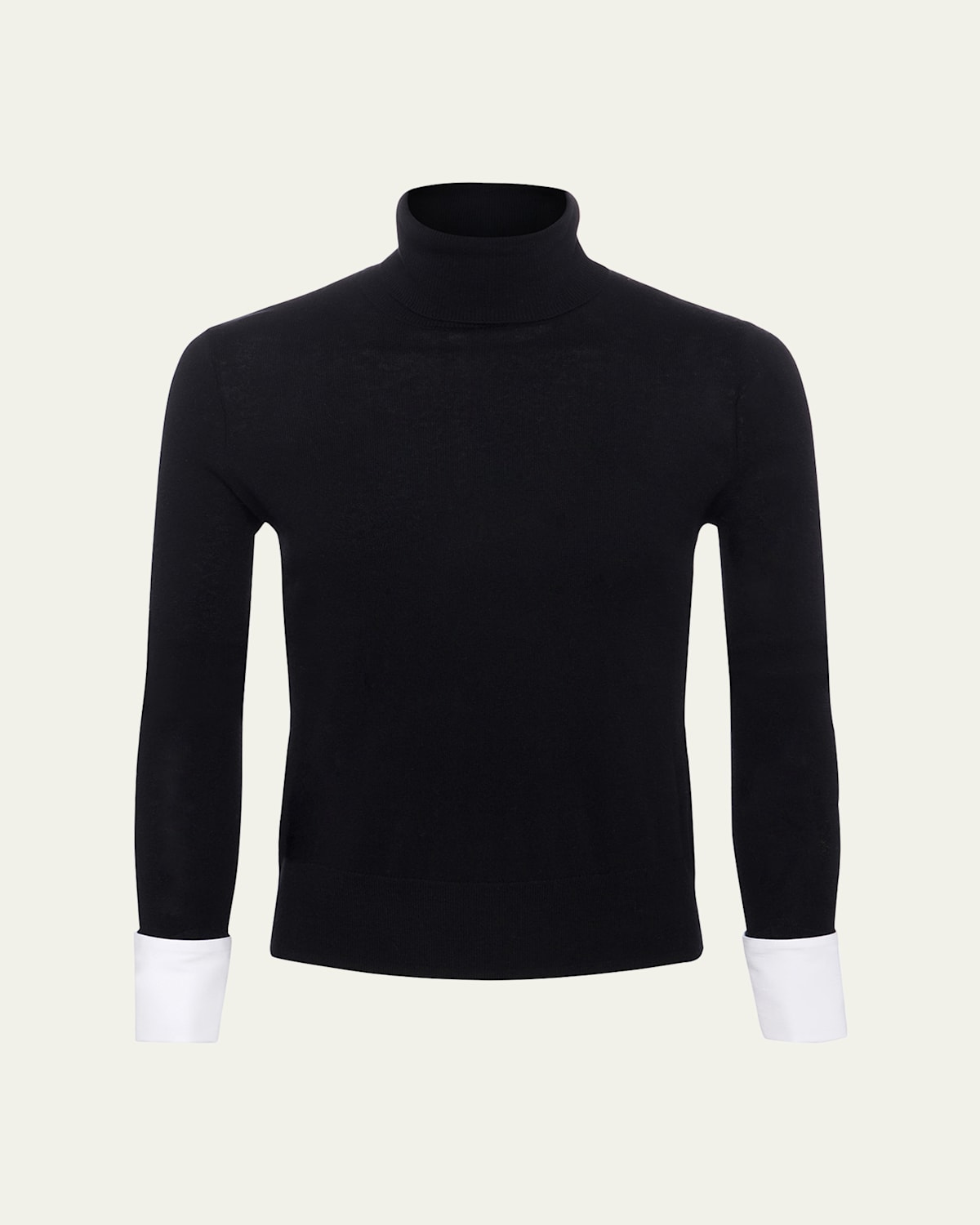 L Agence Flora Poplin Cuff Sweater Black/white In Blackwhite
