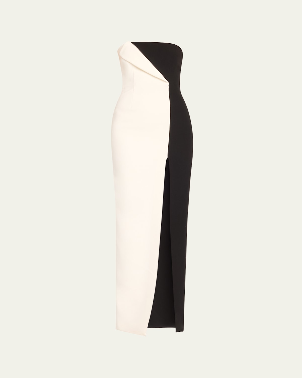 Roland Mouret Two-tone Strapless Crepe Column Gown In Monochrome