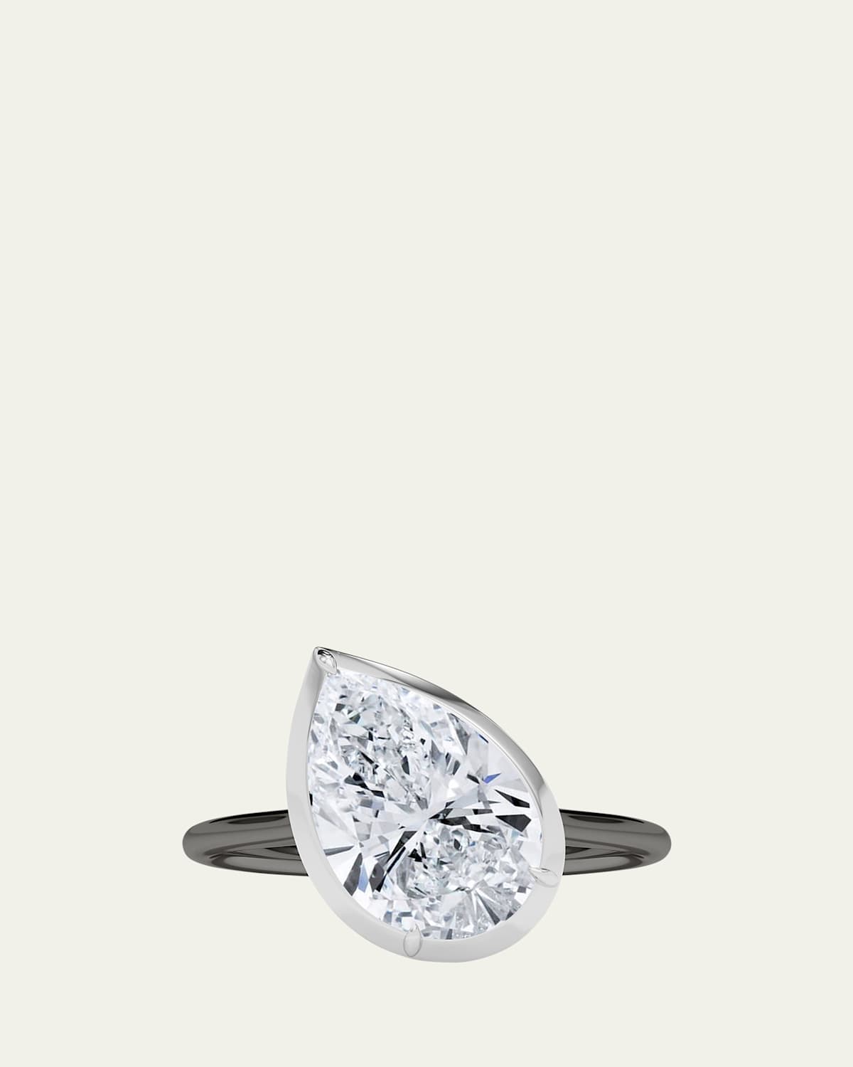 Two Tone 18K Tilted Pear Lab Grown Diamond Ring, 2.0tcw
