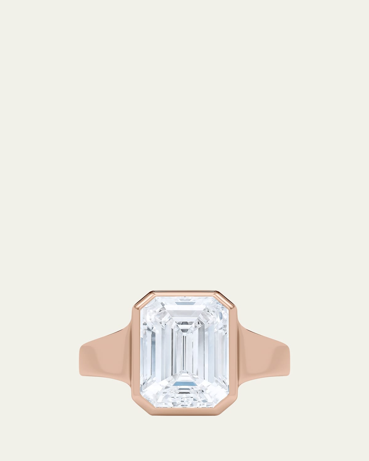 18K Emerald Cut Lab Grown Diamond Cigar Bezel Ring, 2.0tcw